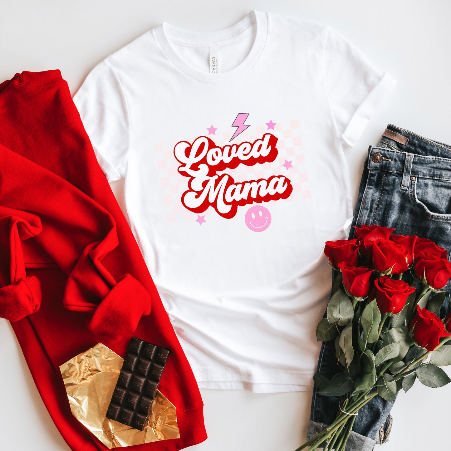 Loved Mama Checkered | Short Sleeve Graphic Tee