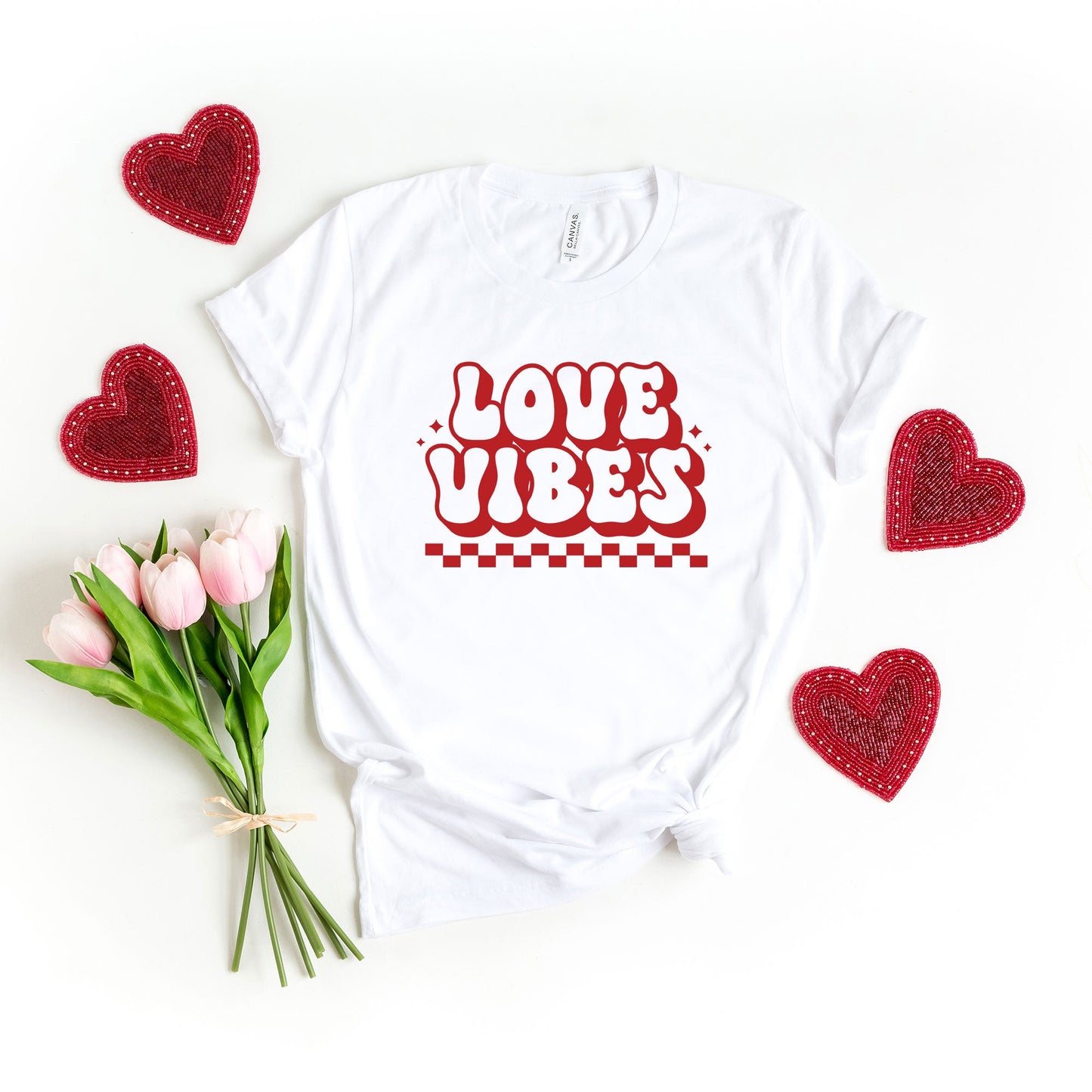 Love Vibes Checkered | Short Sleeve Graphic Tee