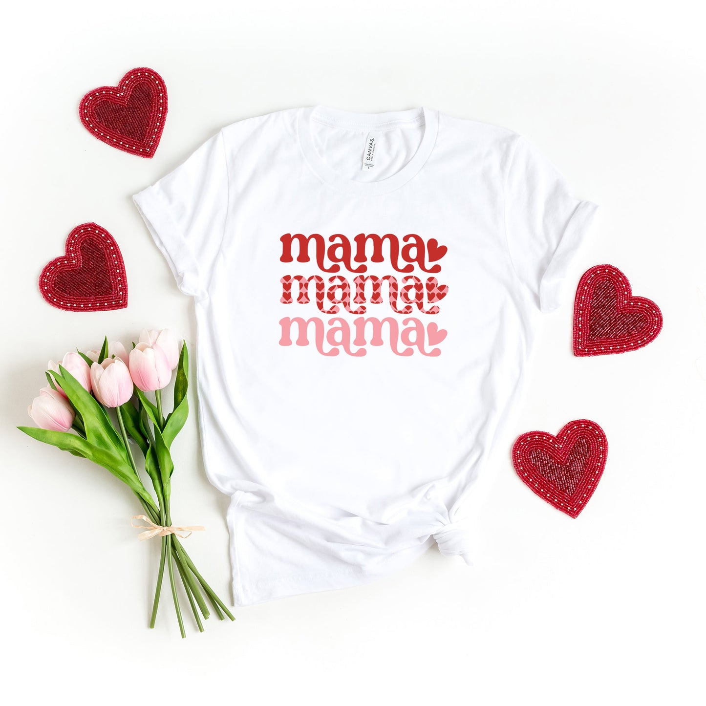 Mama Stacked Hearts | Short Sleeve Graphic Tee