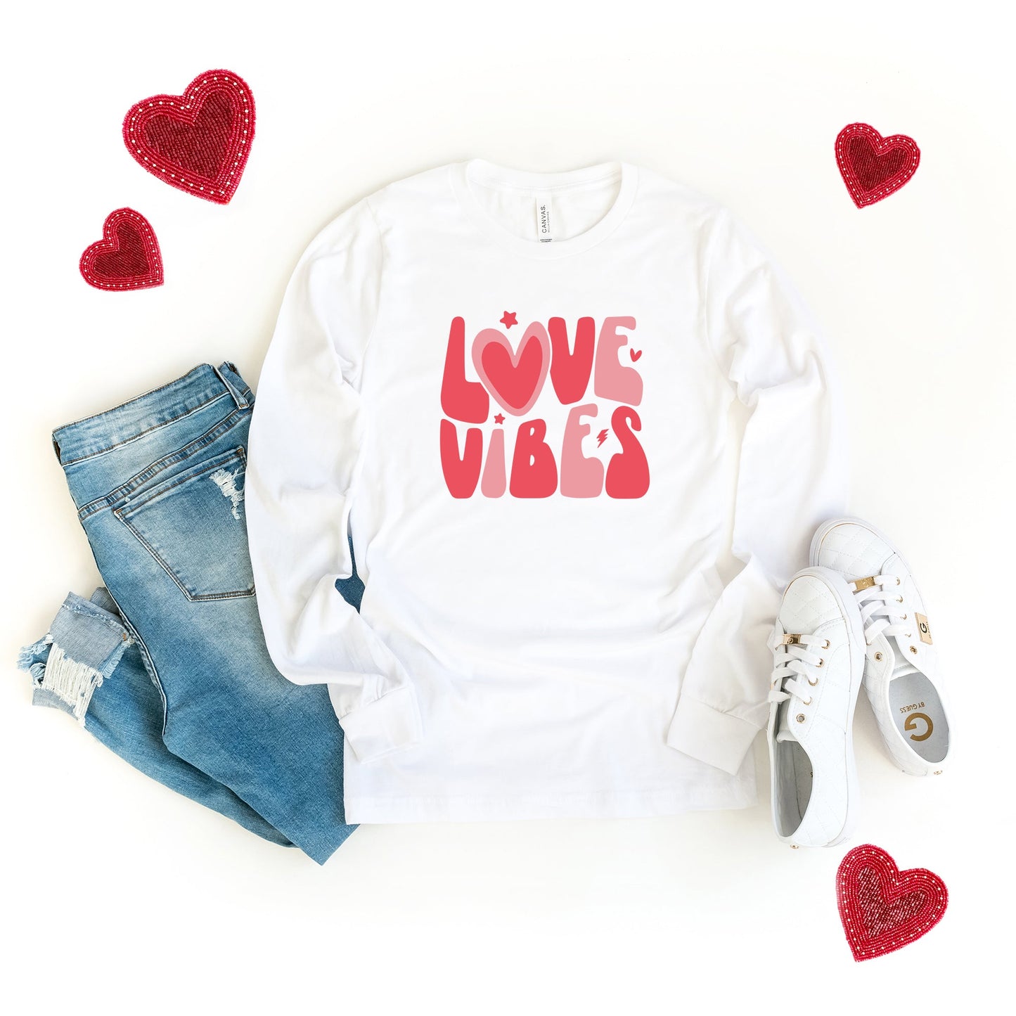 Love Vibes Stars | Long Sleeve Crew Neck