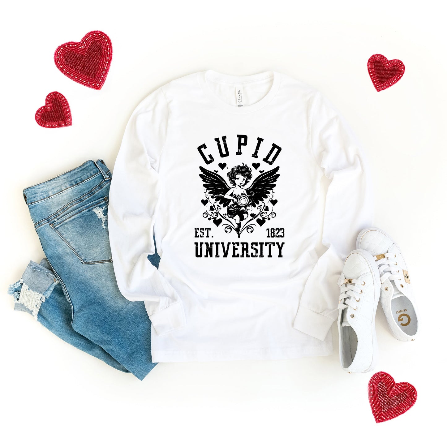 Cupid Distressed | Long Sleeve Crew Neck