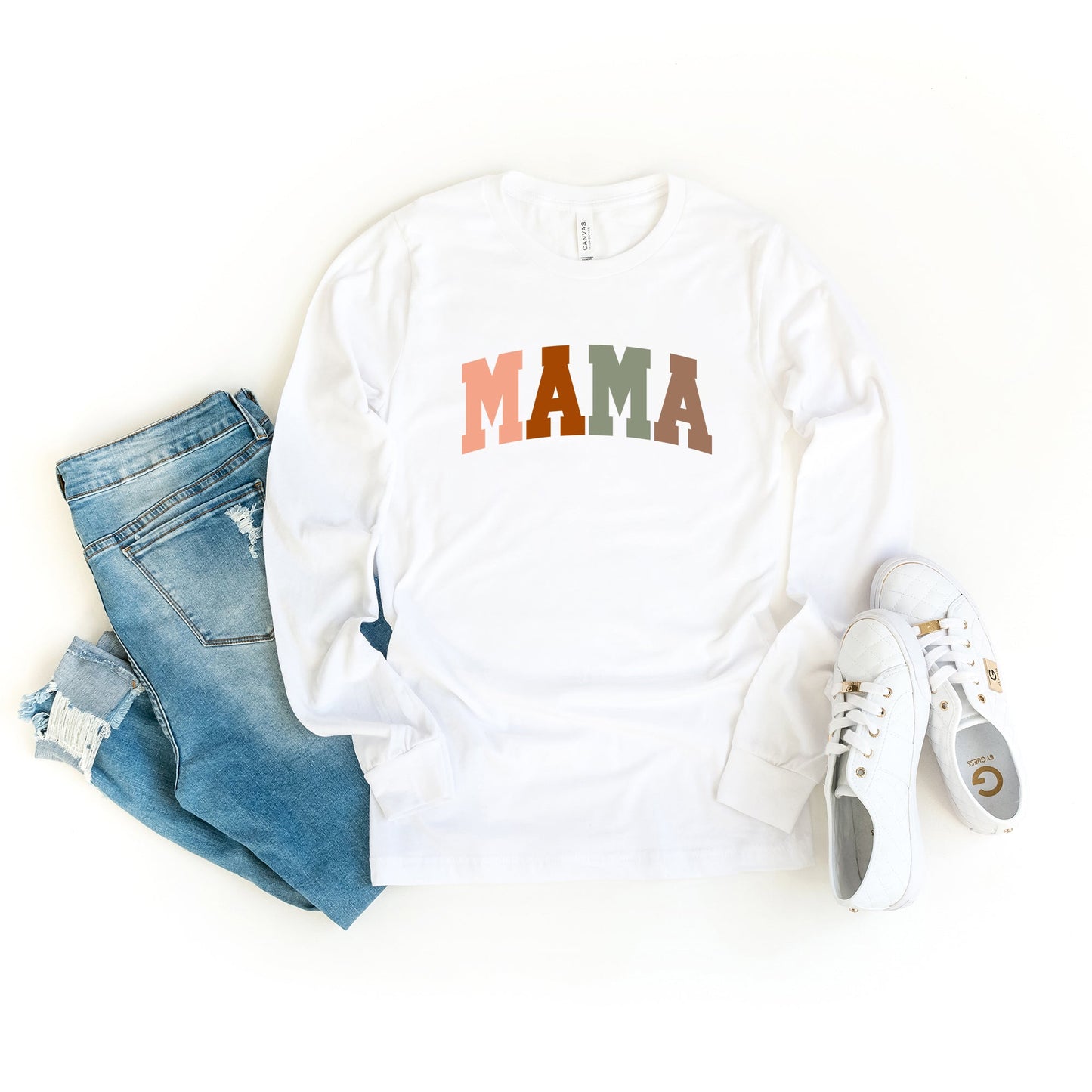 Mama Block Colorful | Long Sleeve Crew Neck