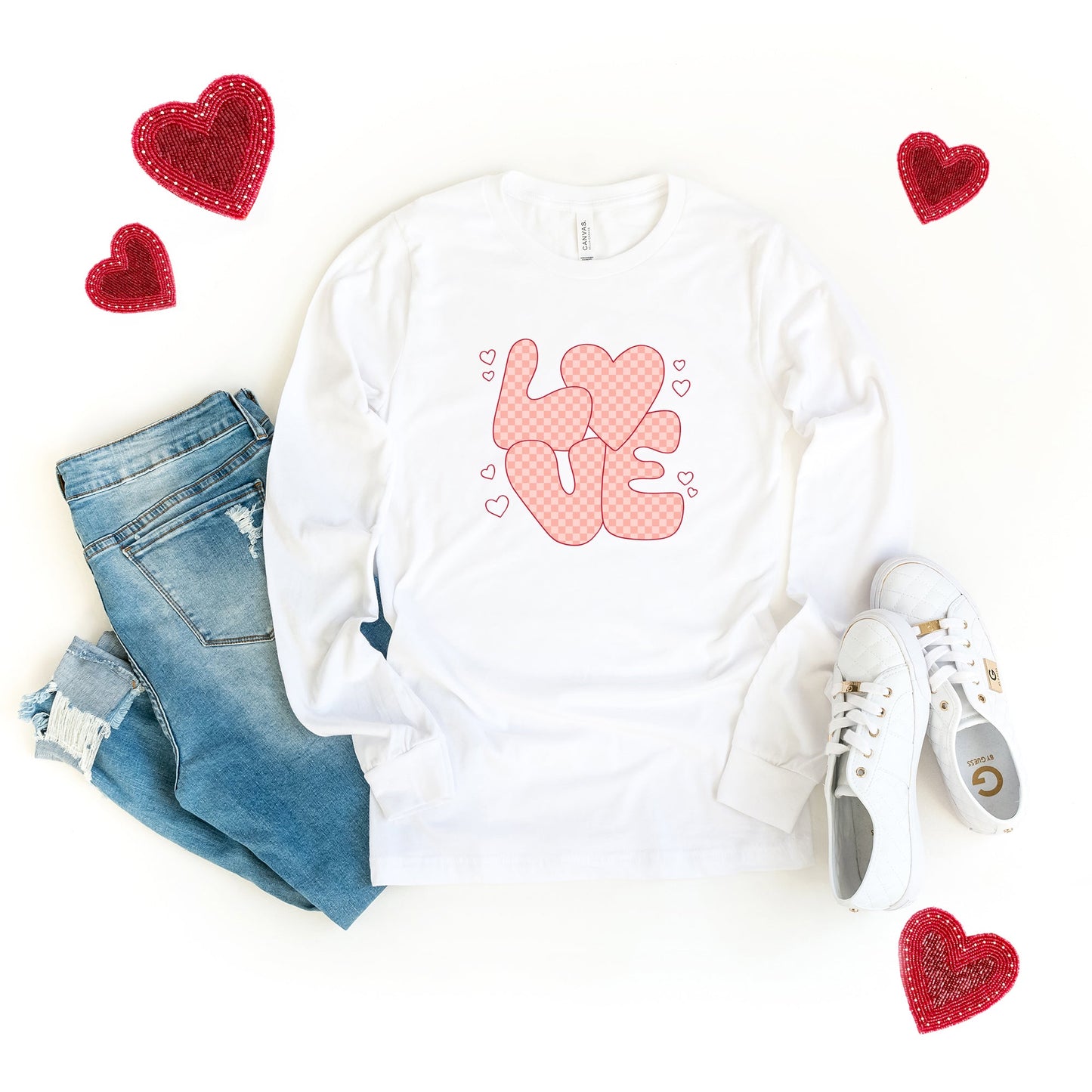 Valentines Love Pink | Long Sleeve Crew Neck