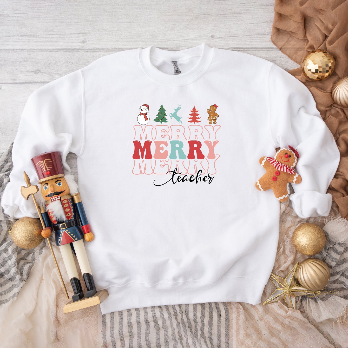 Merry Stacked Teacher | Sweatshirt