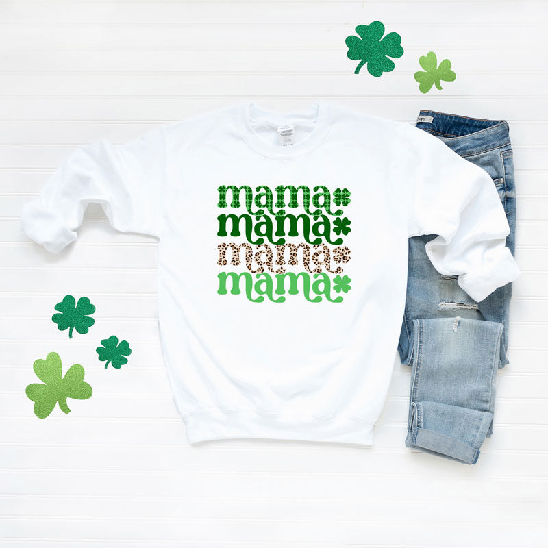 Lucky Mama Plaid Leopard Stacked | Sweatshirt