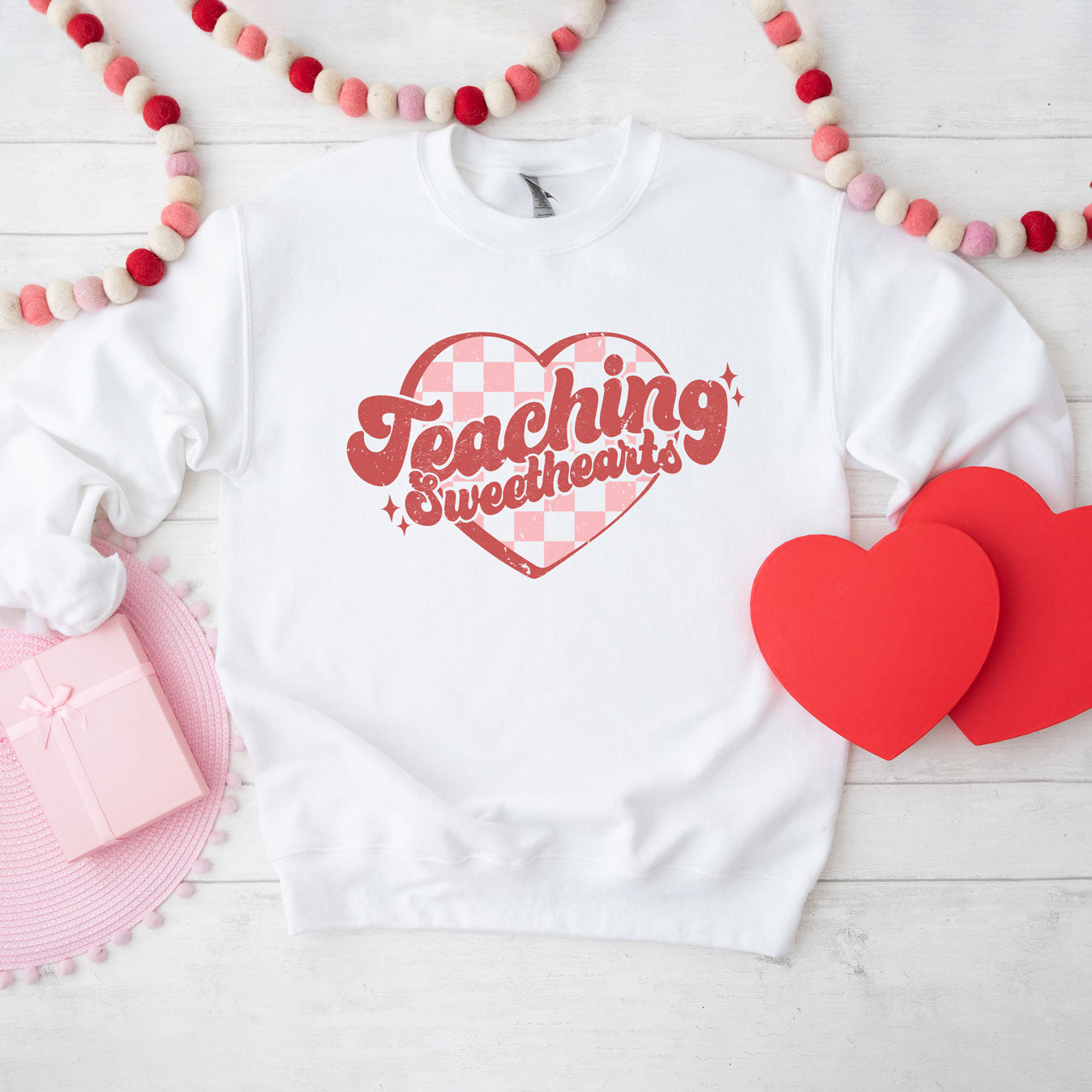 Teaching Sweethearts Checkered Hearts | Sweatshirt