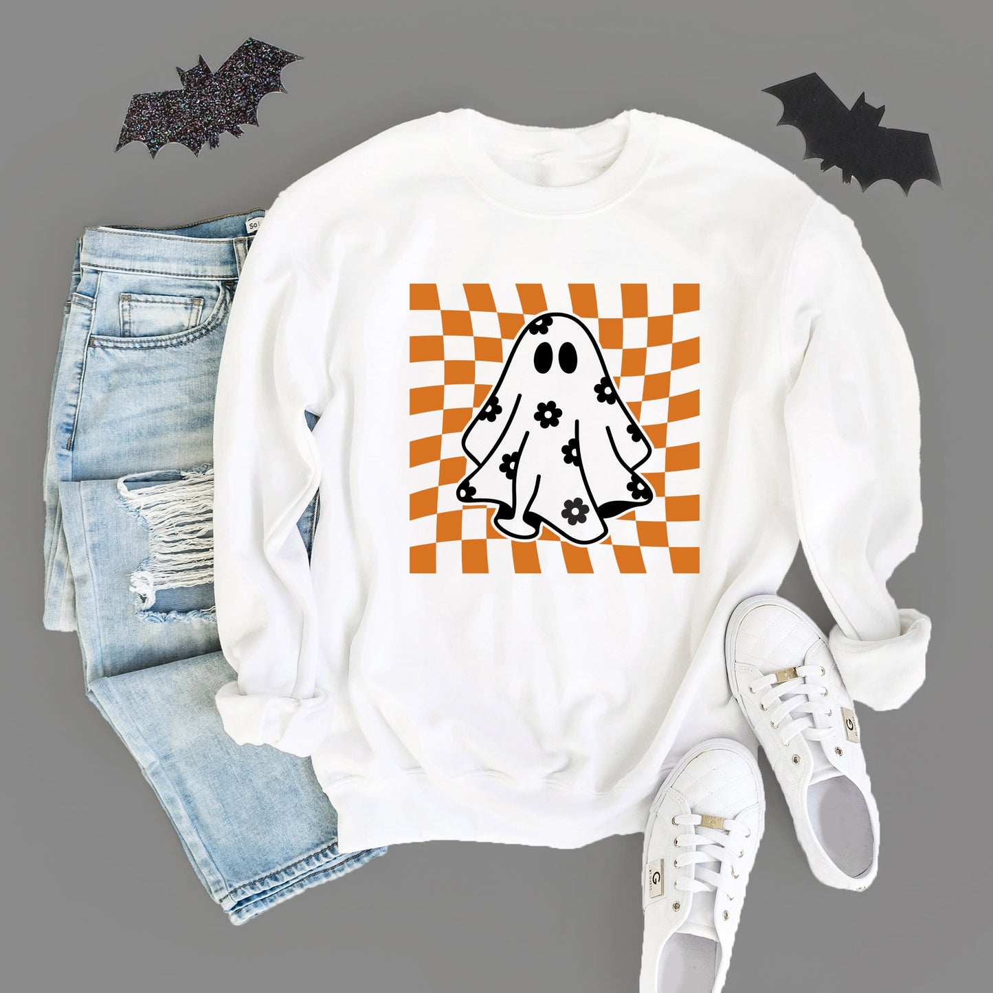 Checkered Flower Ghost | Sweatshirt