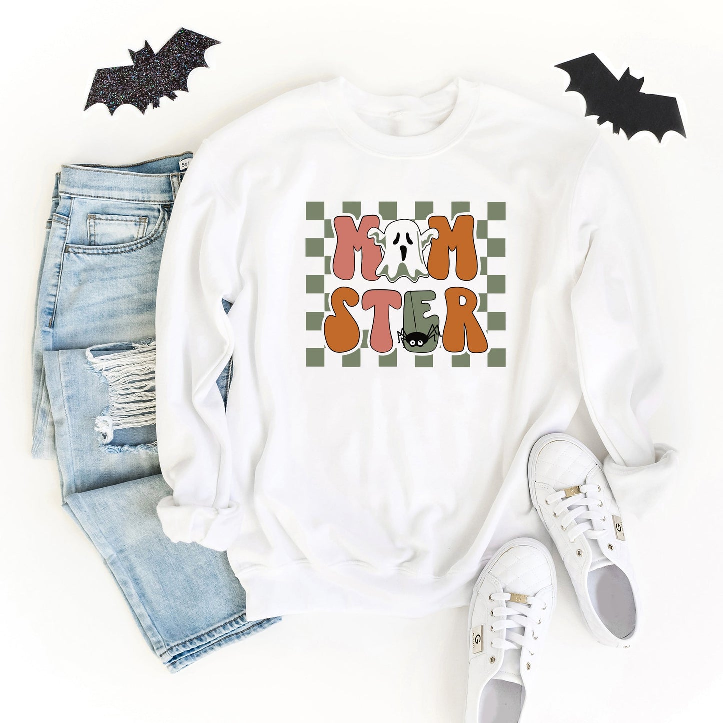 Checkered Momster Ghost | Sweatshirt