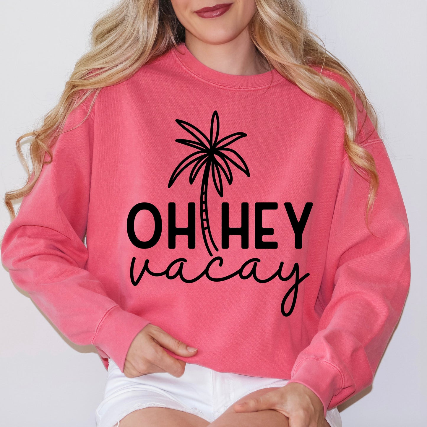 Hey Vacay Palm Tree | Garment Dyed Sweatshirt