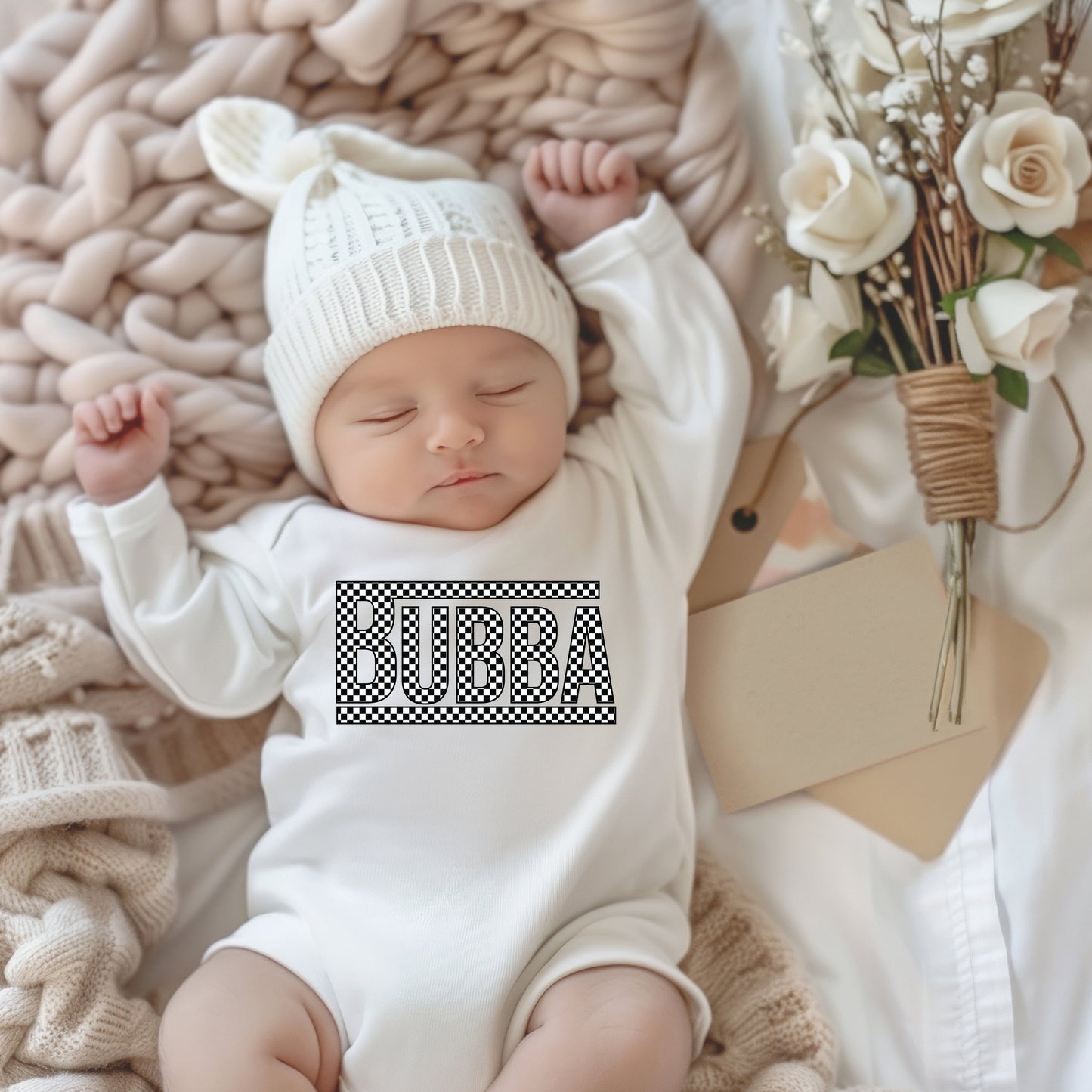 Bubba Checkered | Baby Graphic Long Sleeve Bodysuit