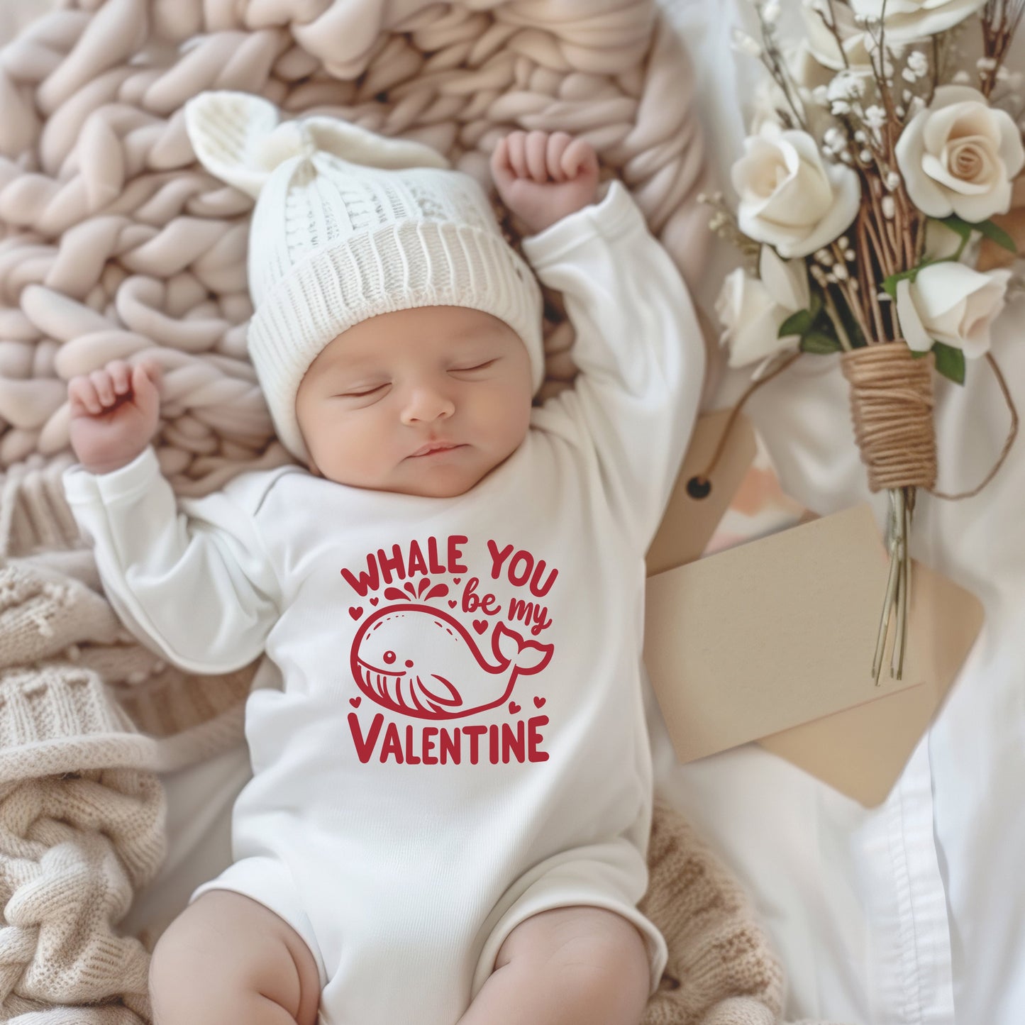 Valentines Whale | Baby Graphic Long Sleeve Bodysuit