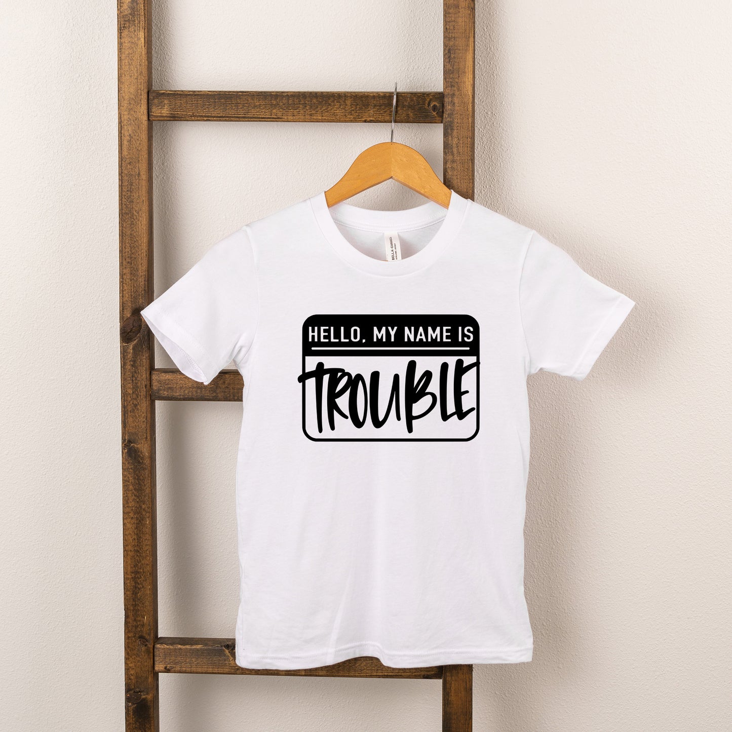 Hello My Name Is Trouble | Youth Short Sleeve Crew Neck
