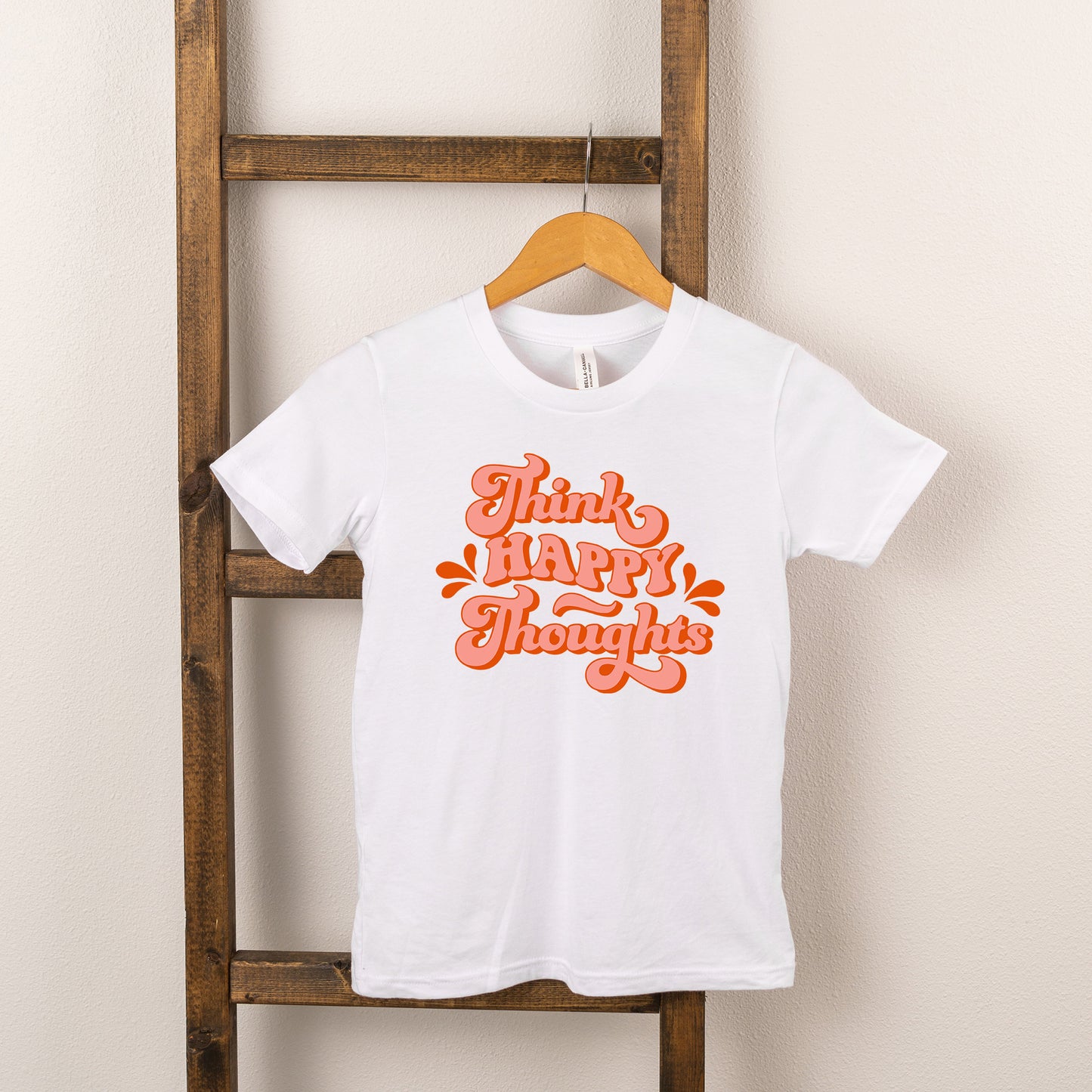 Retro Think Happy Thoughts | Youth Short Sleeve Crew Neck