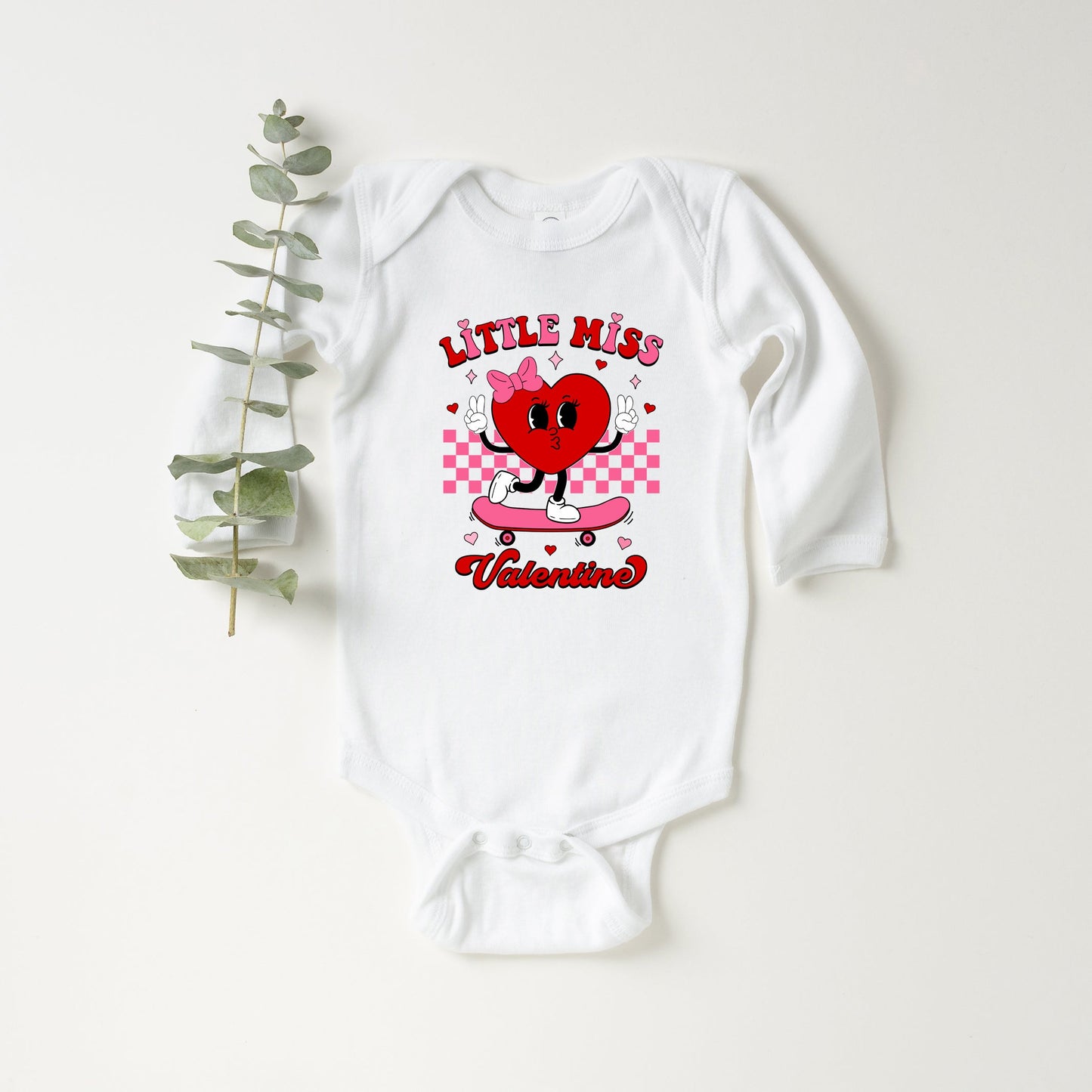 Little Miss Valentine Skateboard | Baby Graphic Long Sleeve Bodysuit