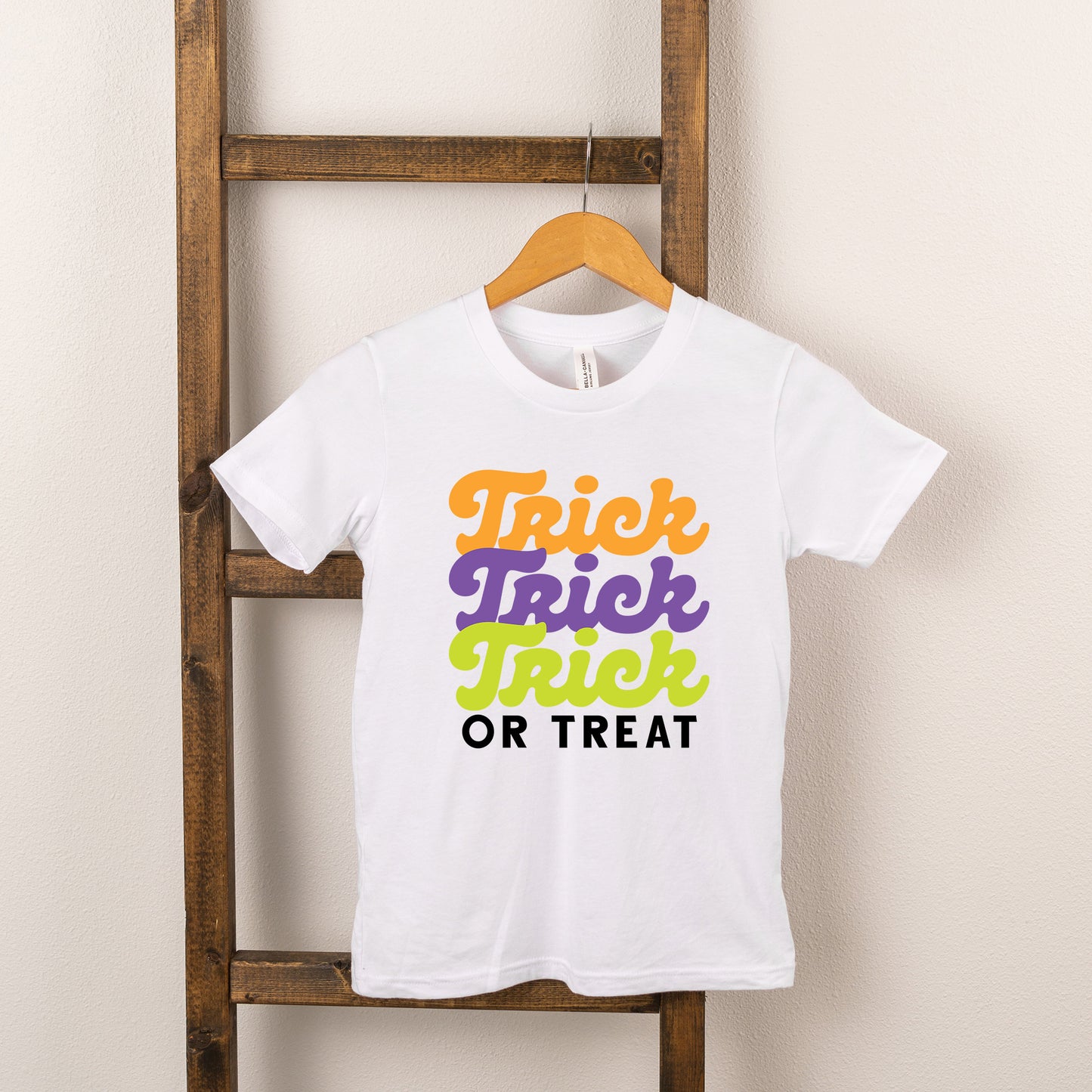 Trick Or Treat Colorful Stacked | Youth Short Sleeve Crew Neck