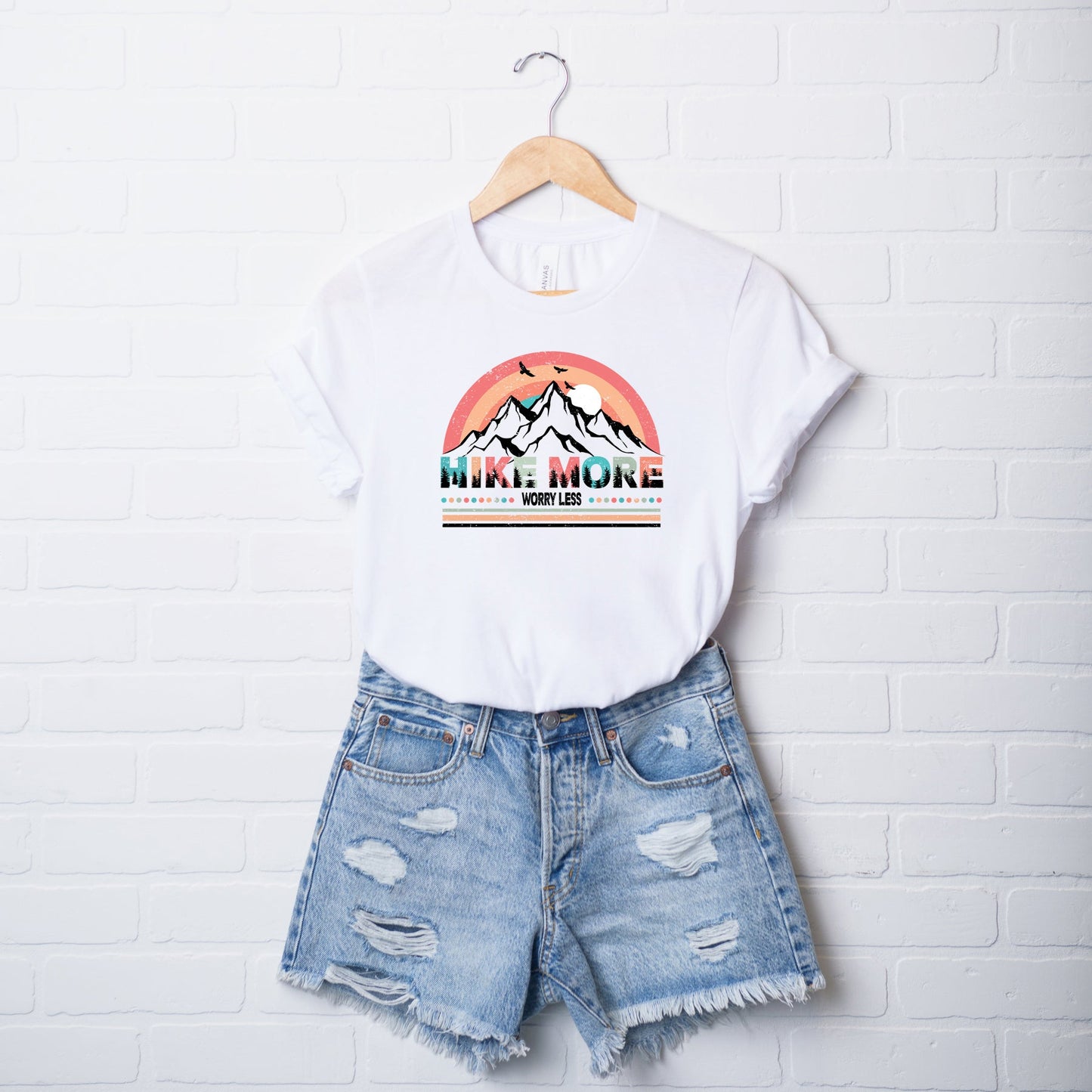 Hike More Worry Less Colorful | Short Sleeve Graphic Tee