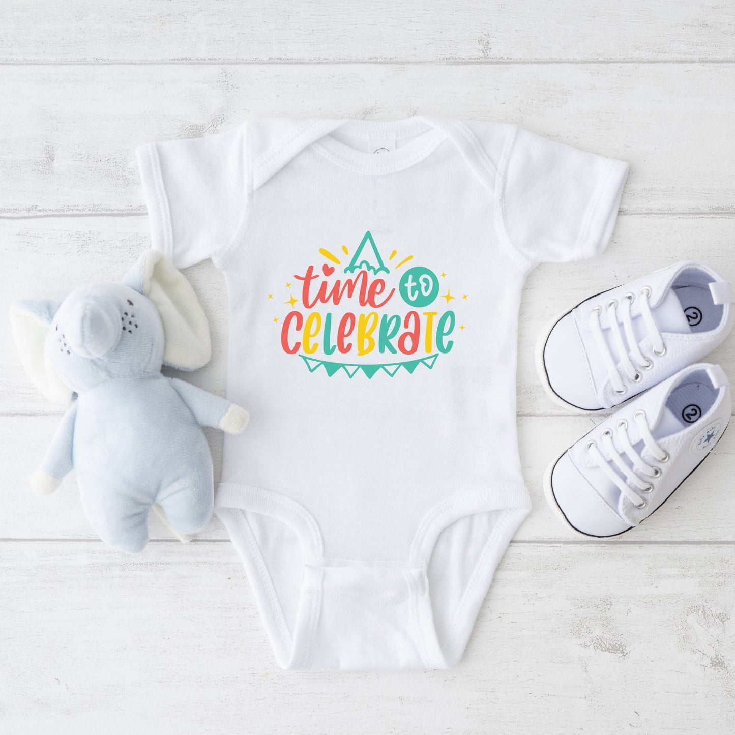 Time To Celebrate | Baby Graphic Short Sleeve Bodysuit