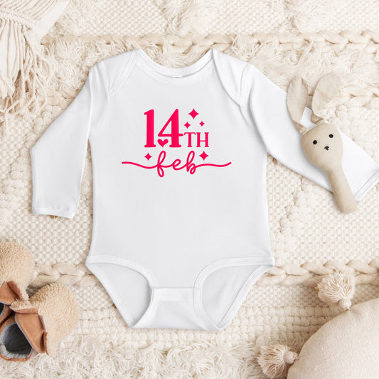 14th Feb Stars Puff Print | Baby Graphic Long Sleeve Bodysuit