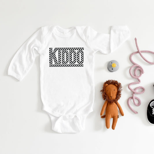 Kiddo Checkered | Baby Graphic Long Sleeve Bodysuit
