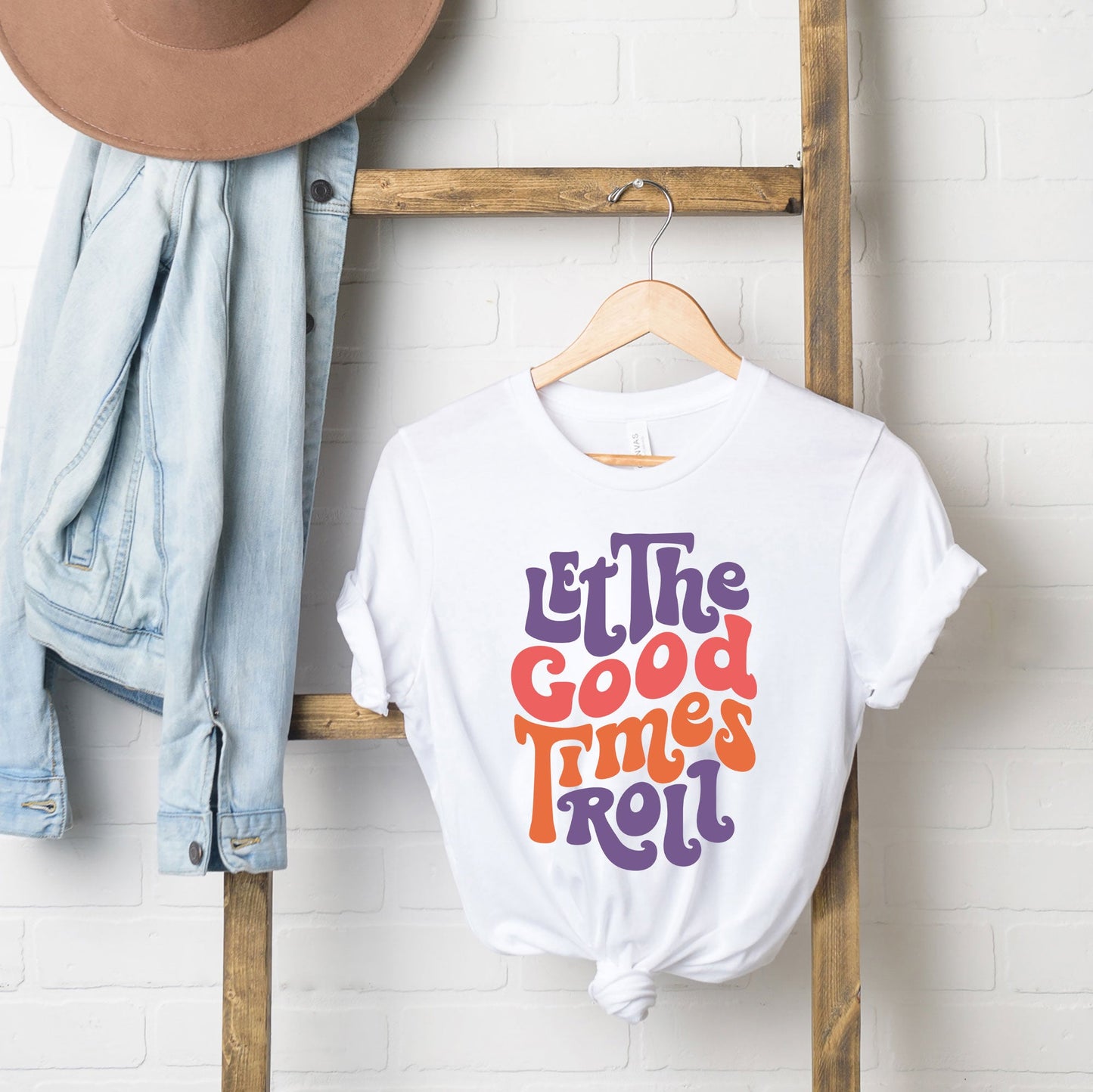 Let The Good Times Roll Colorful Words | Short Sleeve Graphic Tee