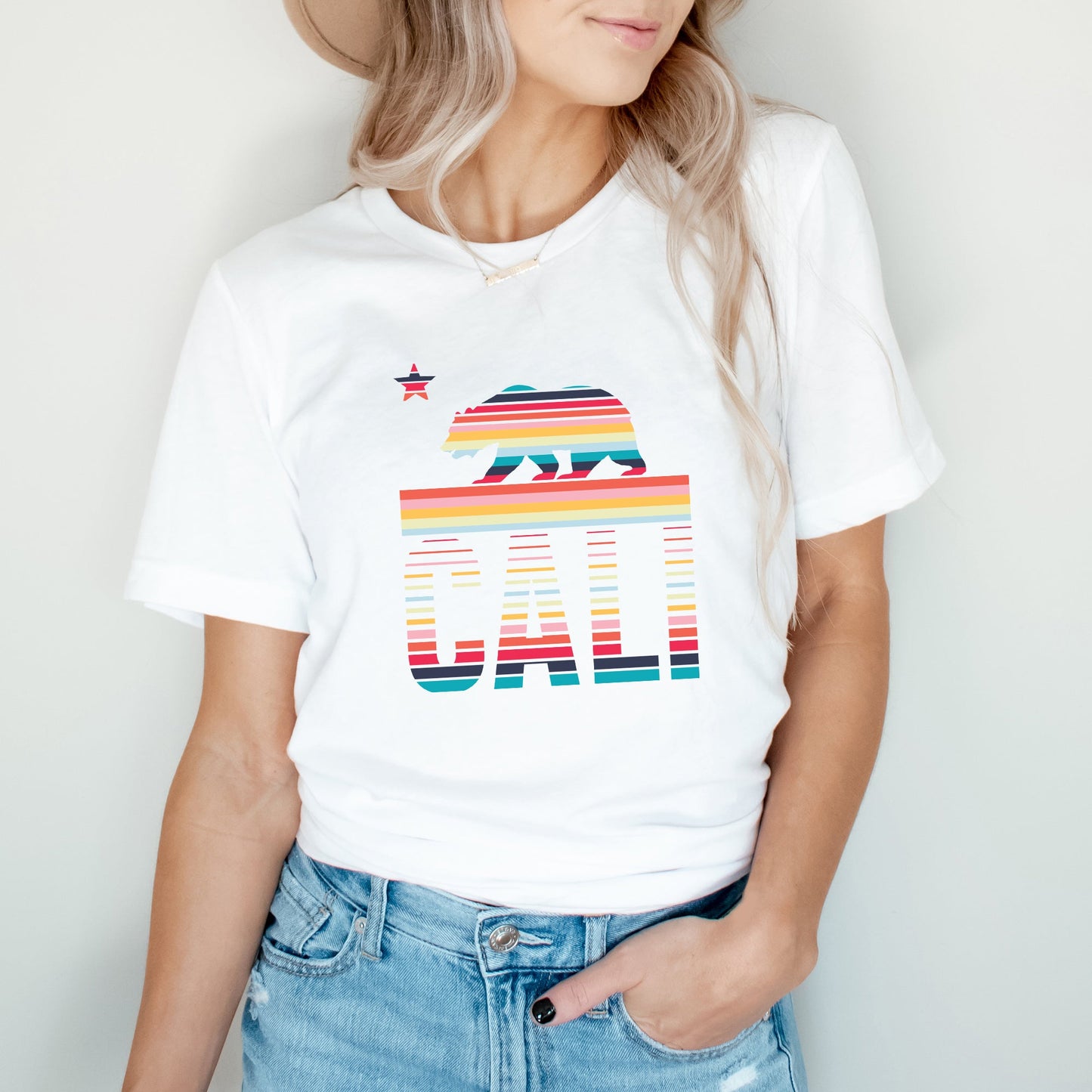 Cali Bear Stripes | Short Sleeve Graphic Tee