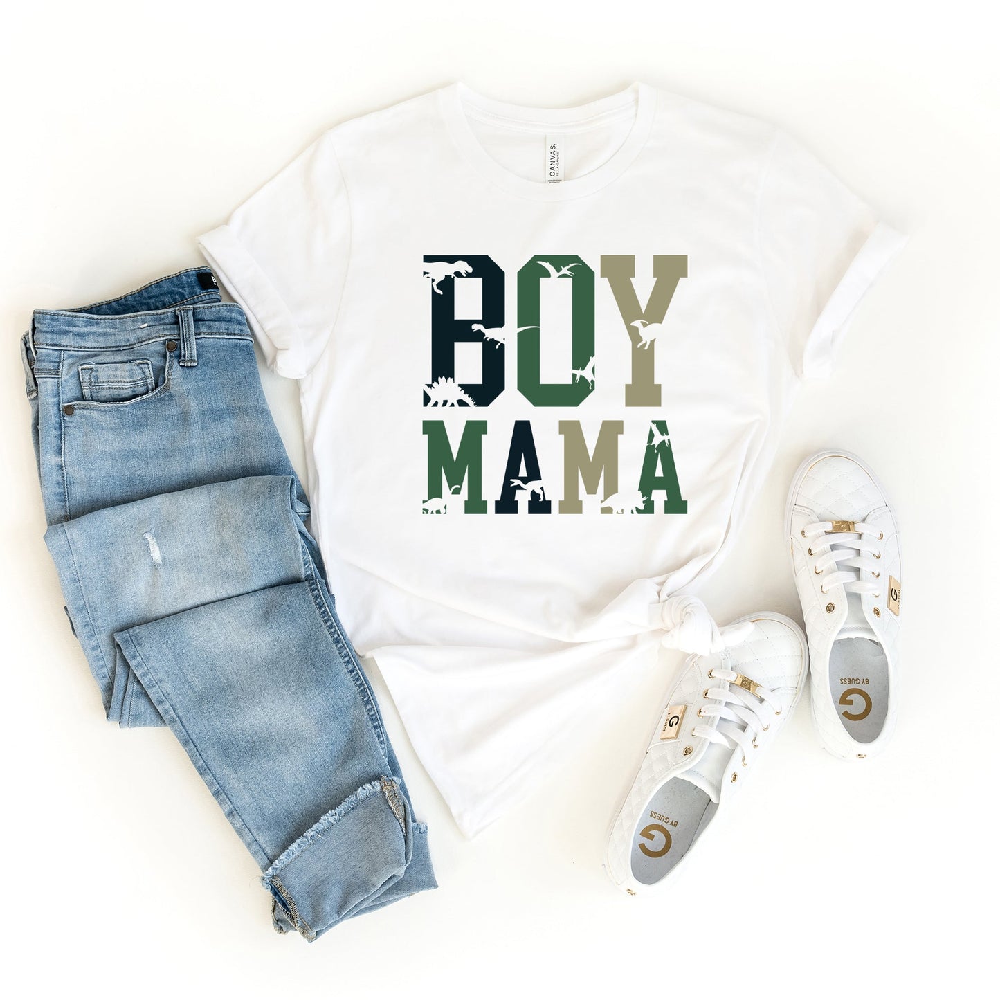 Boy Mom Dinosaur Camo | Short Sleeve Graphic Tee