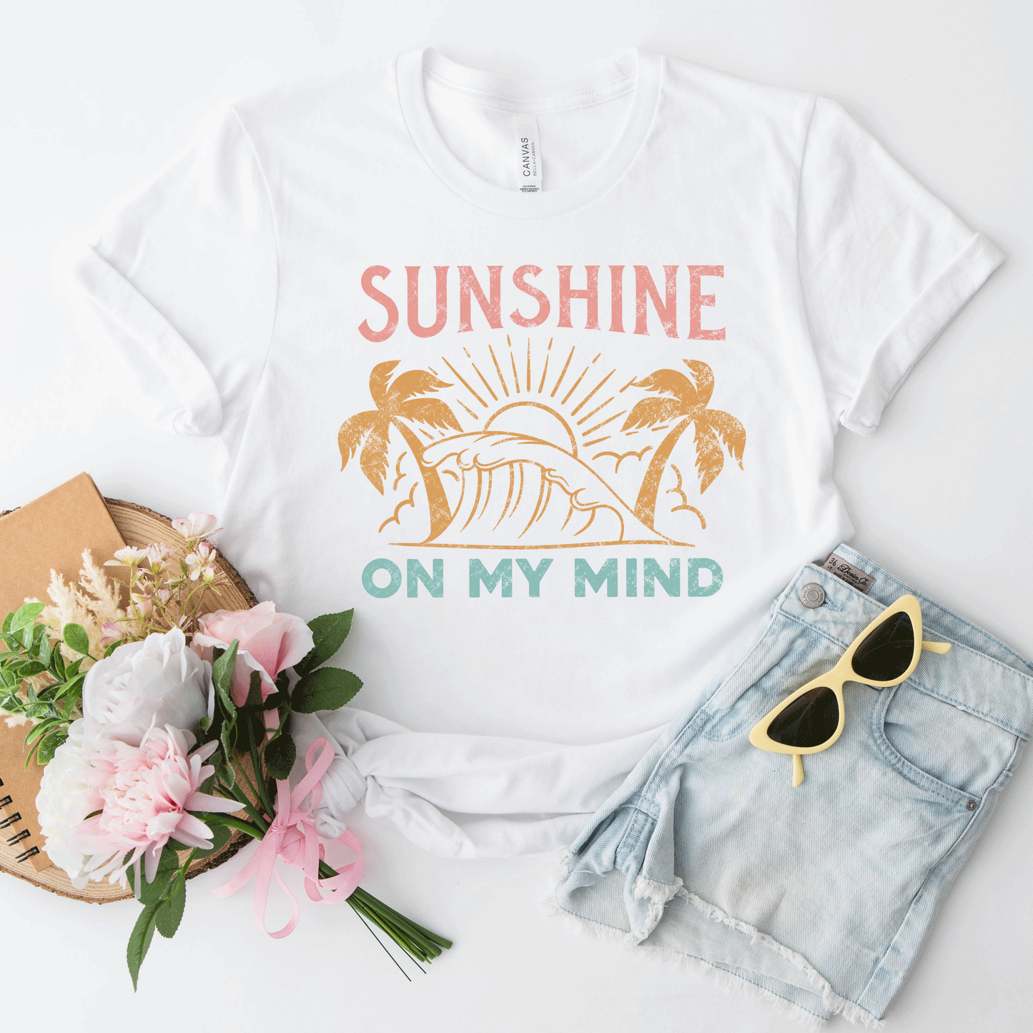 Sunshine On My Mind Palm Trees | Short Sleeve Crew Neck