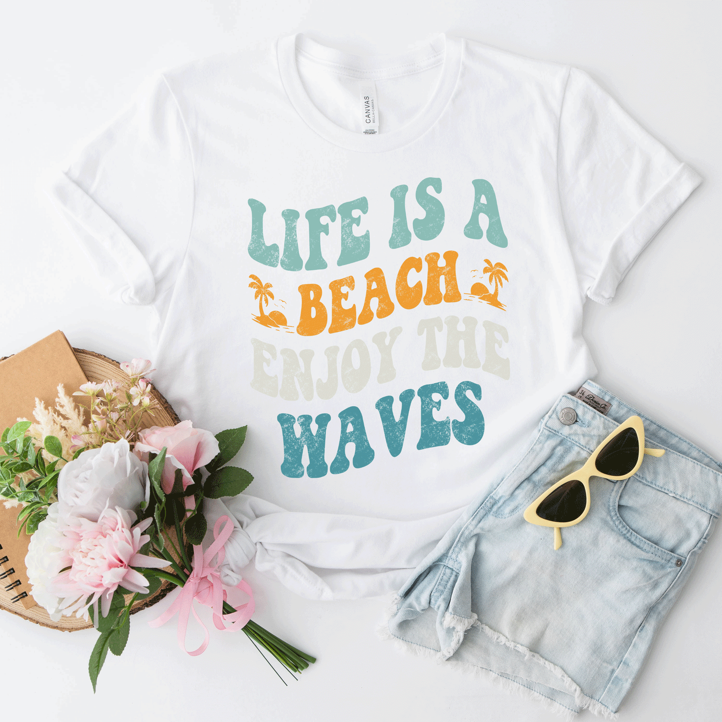 Enjoy The Waves Distressed | Short Sleeve Crew Neck