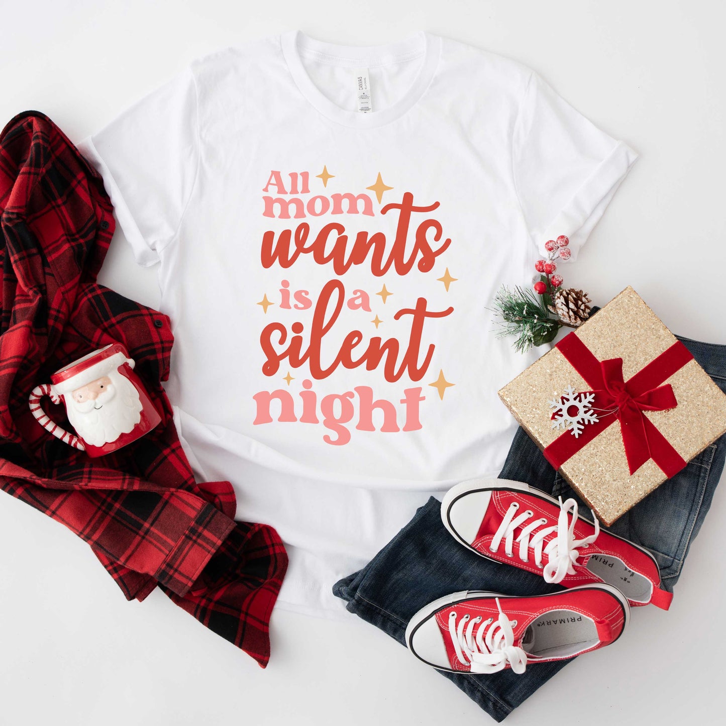 Mom Wants A Silent Night | Short Sleeve Graphic Tee