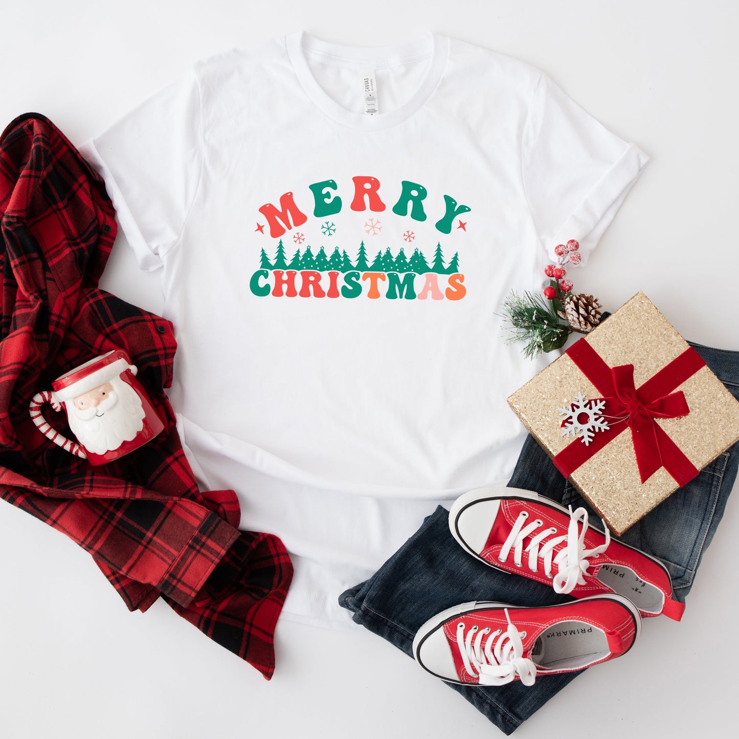 Merry Christmas Trees | Short Sleeve Graphic Tee
