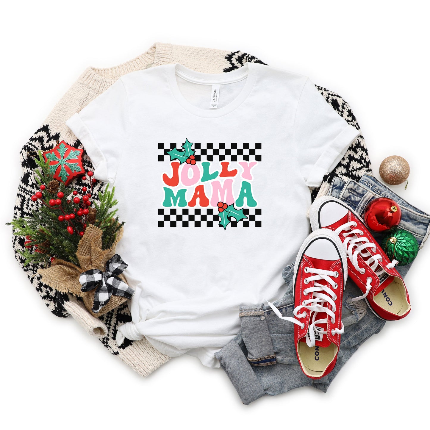 Jolly Mama Checkered | Short Sleeve Graphic Tee