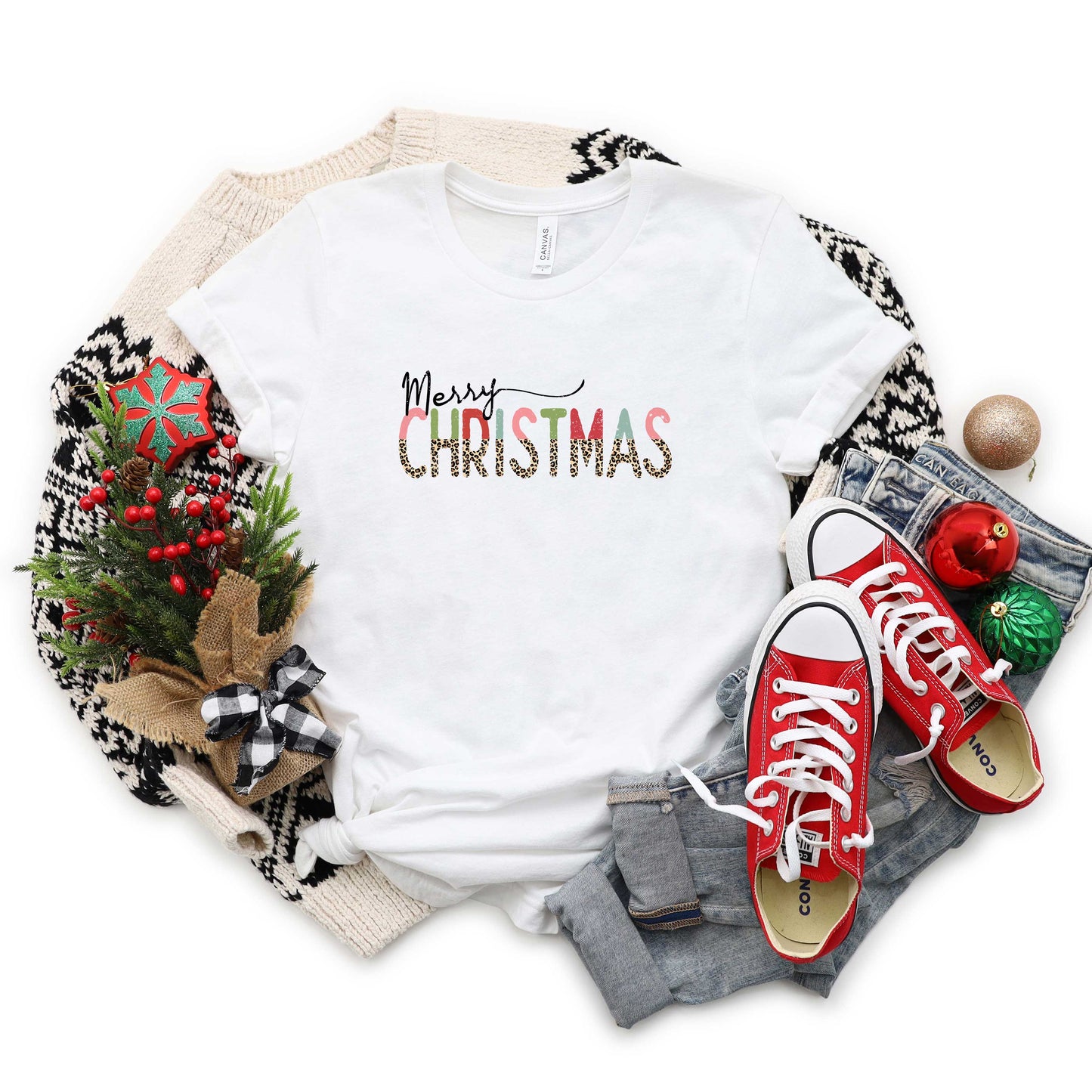 Leopard Merry Christmas | Short Sleeve Graphic Tee