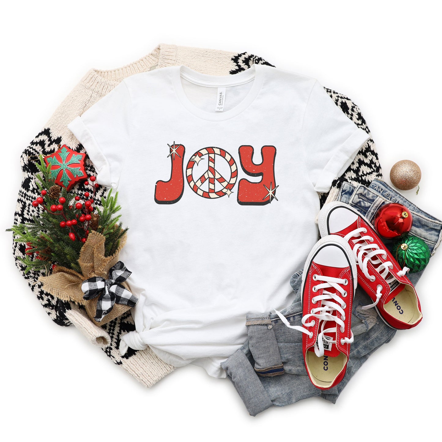 Joy Peace Sign | Short Sleeve Crew Neck