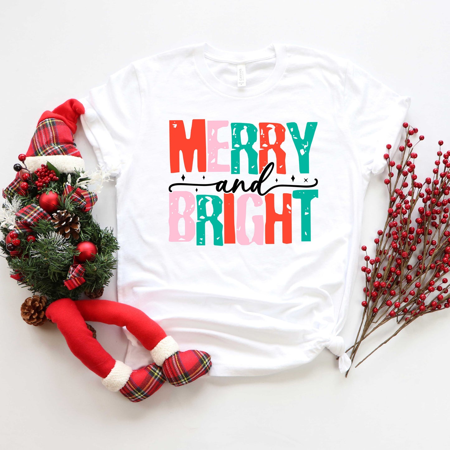 Merry And Bright Colorful | Youth Graphic Short Sleeve Tee