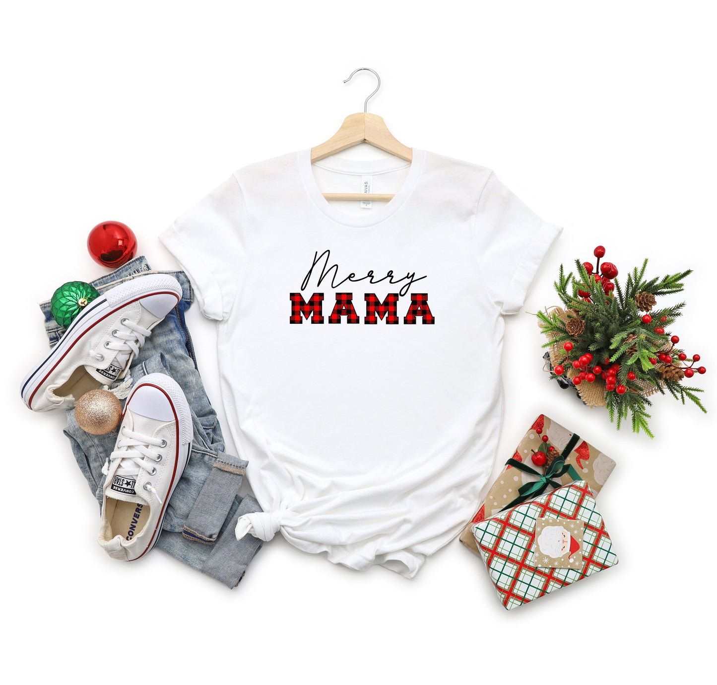 Merry Mama Buffalo Plaid | Short Sleeve Graphic Tee