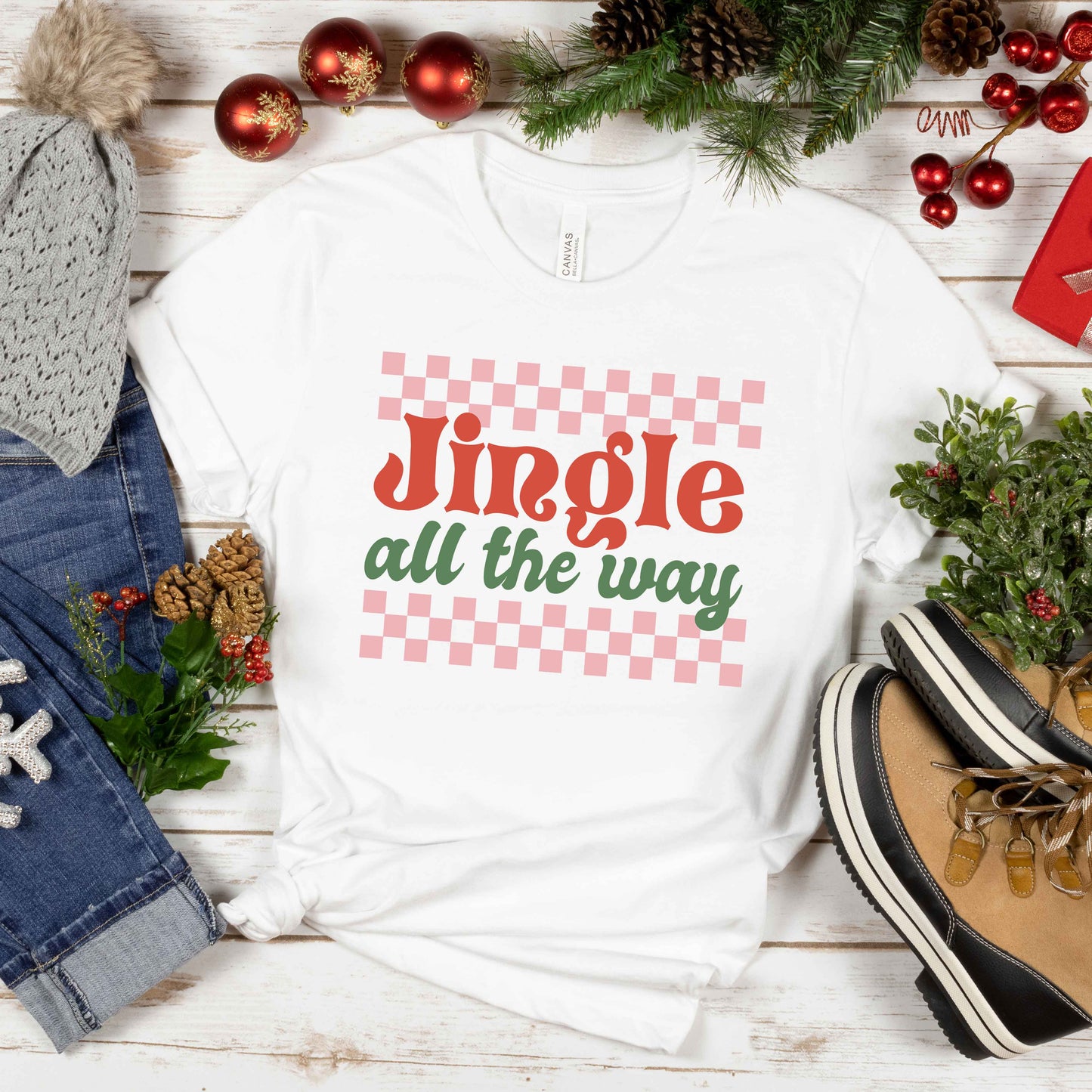 Jingle All The Way Checkered | Short Sleeve Graphic Tee