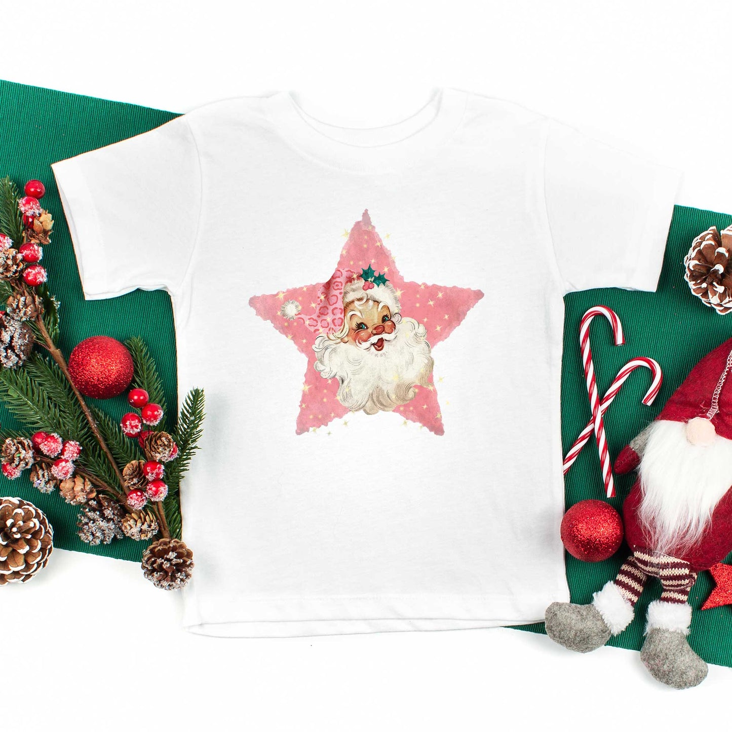 Pink Santa Star | Toddler Graphic Short Sleeve Tee