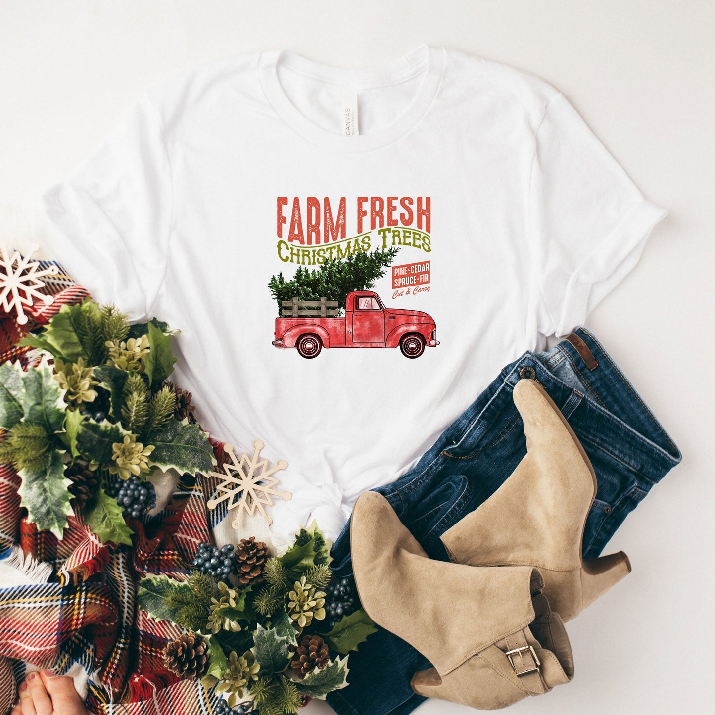 Farm Fresh Christmas Trees Truck | Short Sleeve Graphic Tee