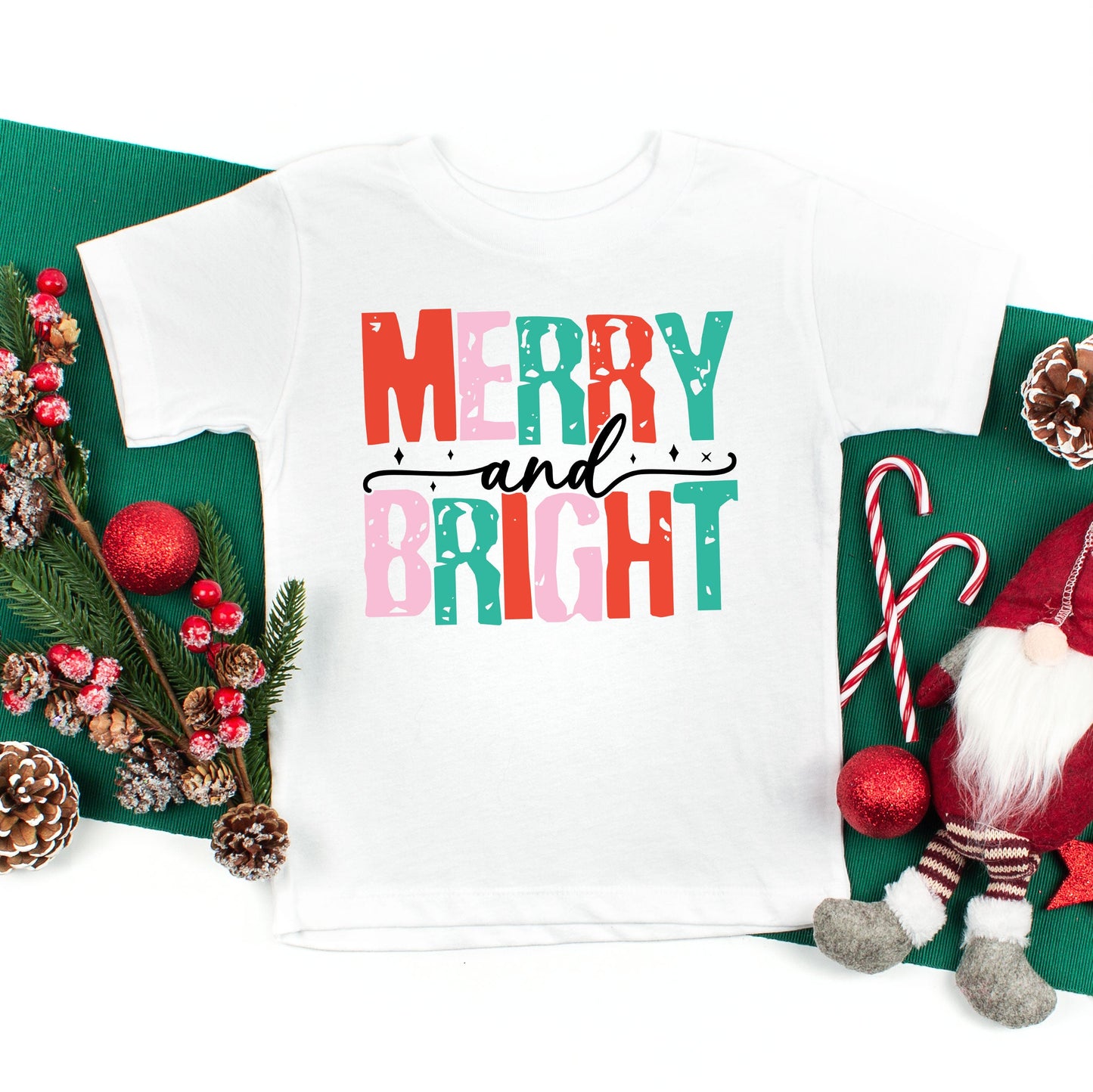 Merry And Bright Colorful | Toddler Graphic Short Sleeve Tee