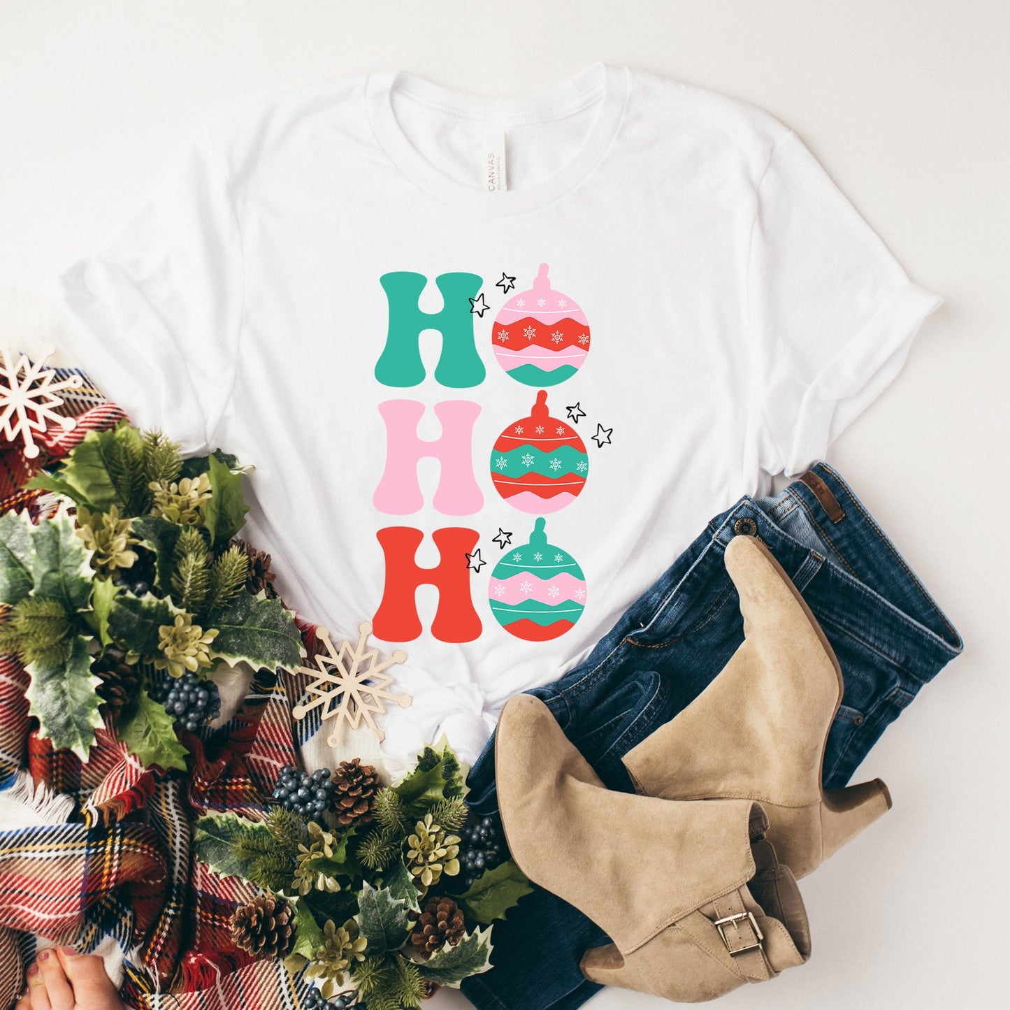 Ho Ho Ho Ornaments | Short Sleeve Graphic Tee