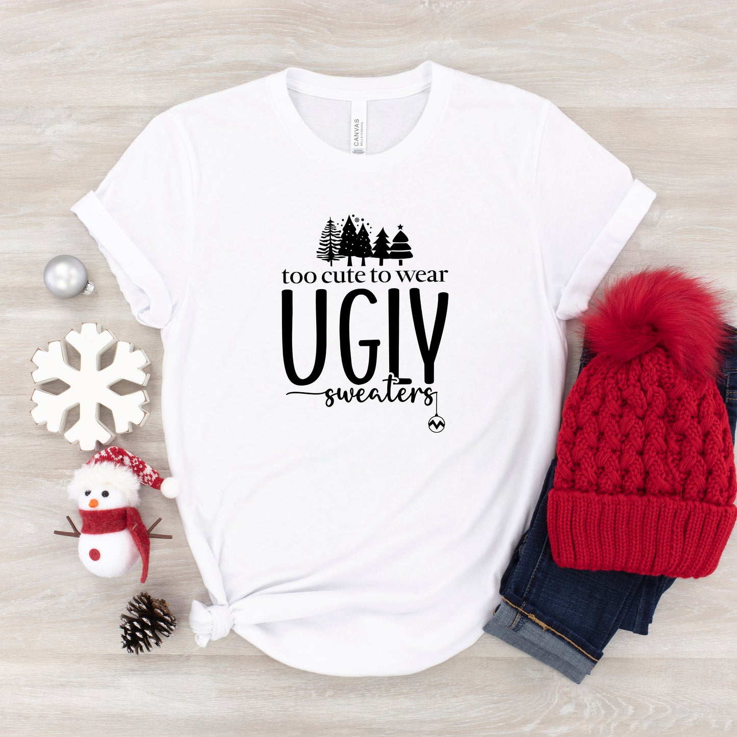 Too Cute For Ugly Sweaters | Youth Short Sleeve Crew Neck