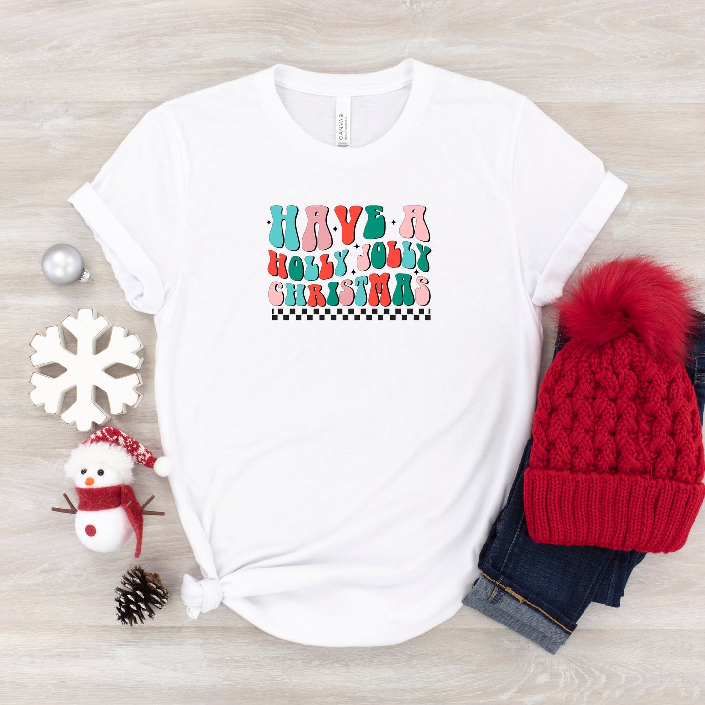 Retro Have A Holly Jolly Christmas | Youth Short Sleeve Crew Neck