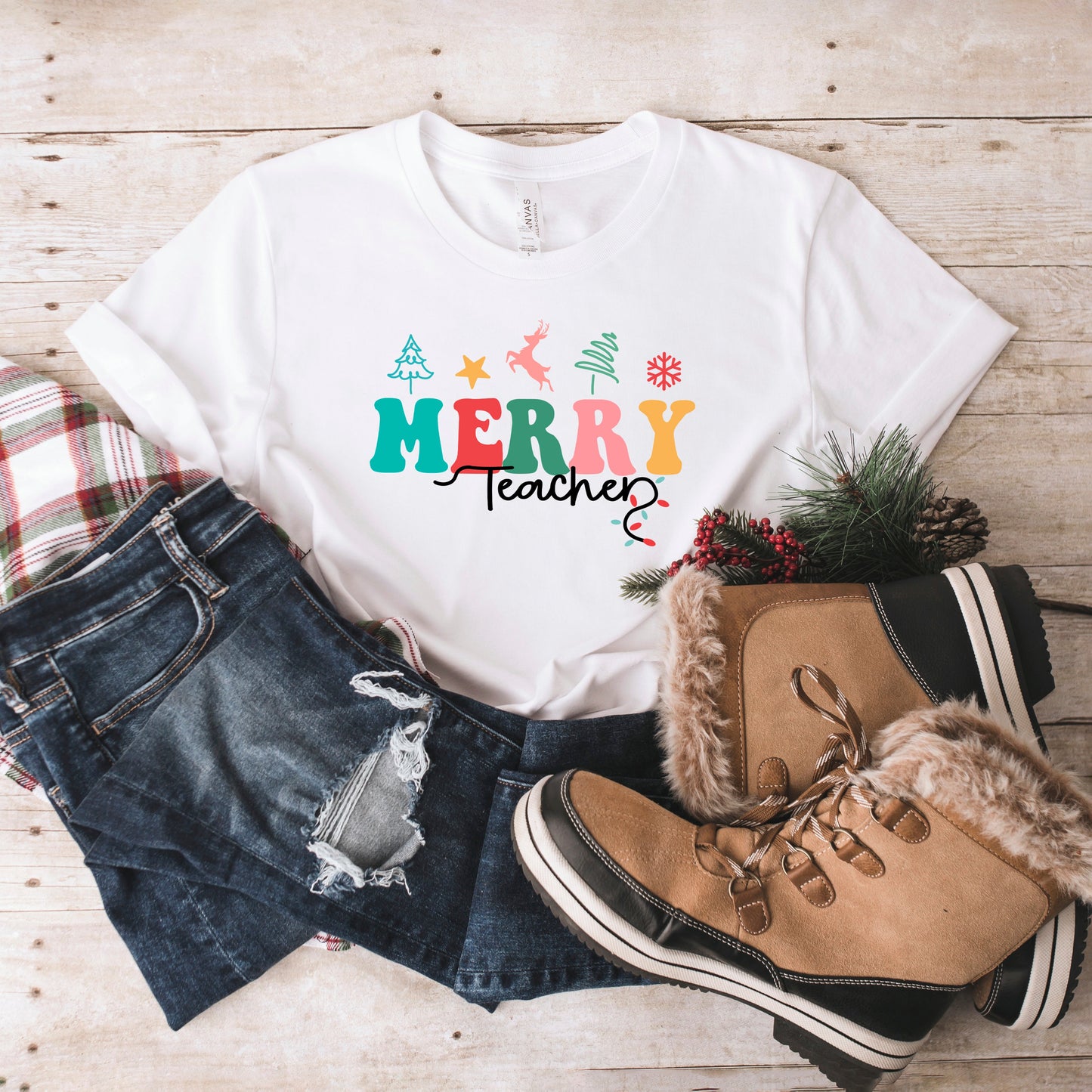 Merry Teacher | Short Sleeve Graphic Tee
