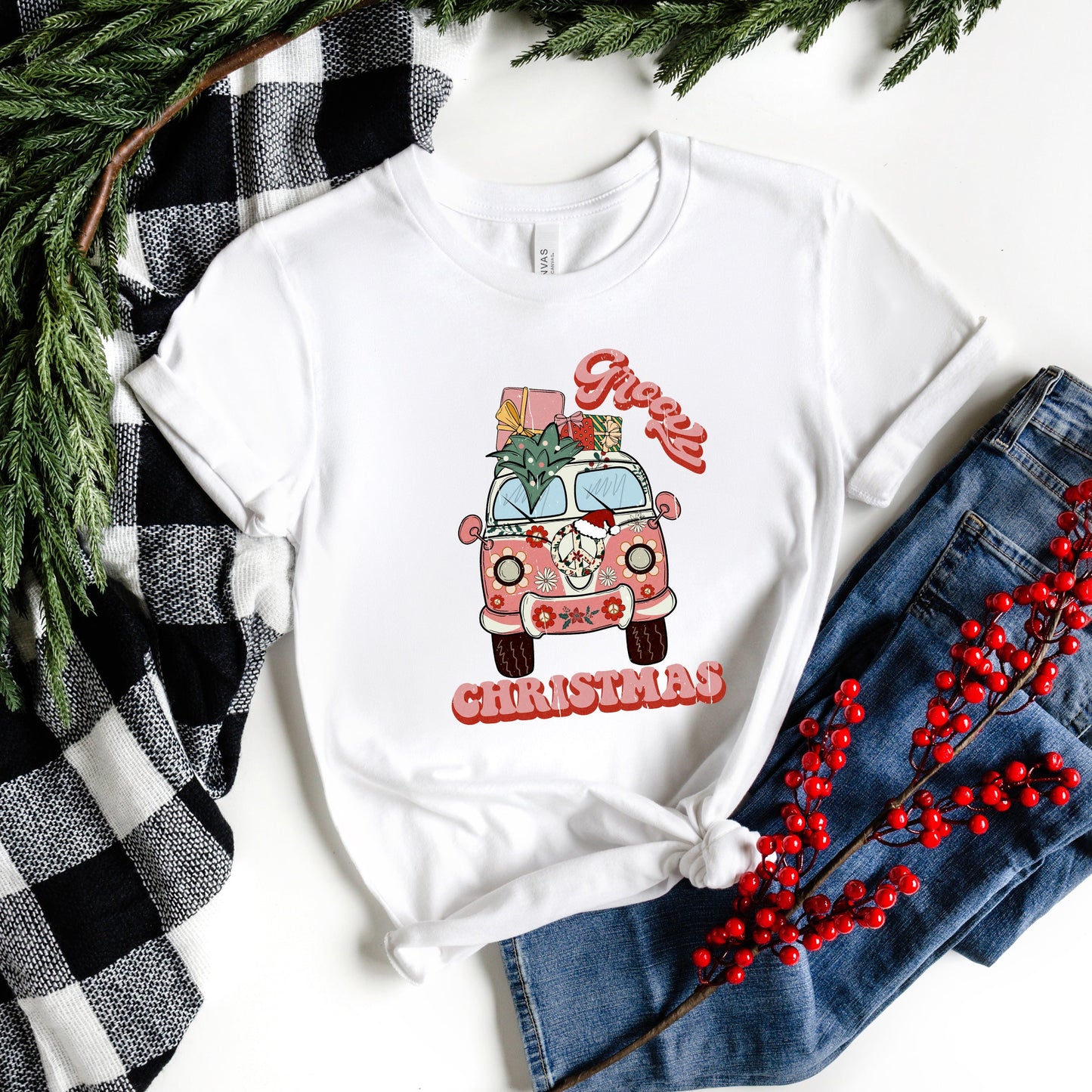 Retro Van Groovy Christmas | Short Sleeve Graphic Tee