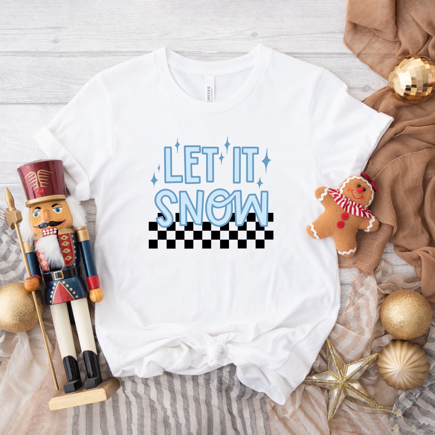 Let It Snow Checkered | Short Sleeve Crew Neck