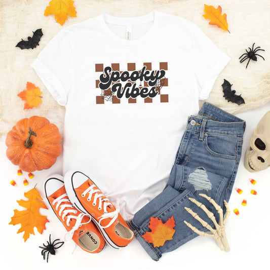 Checkered Spooky Vibes | Short Sleeve Graphic Tee