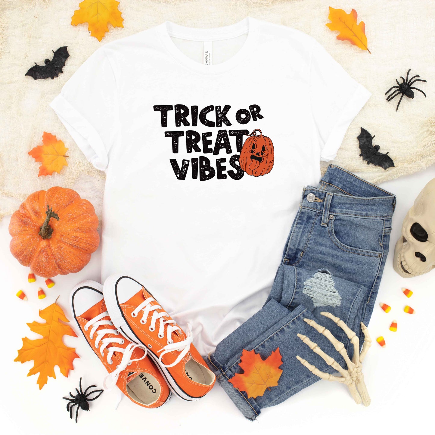 Trick or Treat Vibes Pumpkin | Short Sleeve Crew Neck