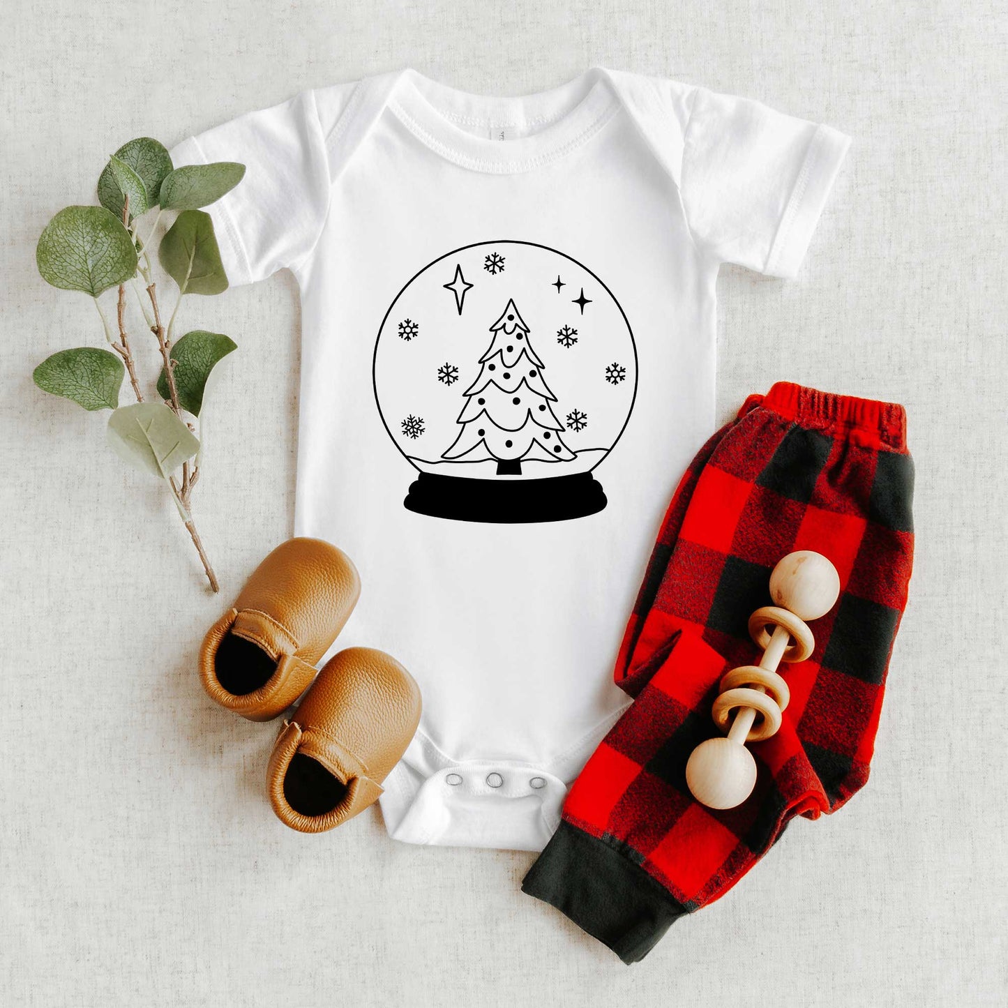 Christmas Snow Globe | Baby Graphic Short Sleeve Bodysuit