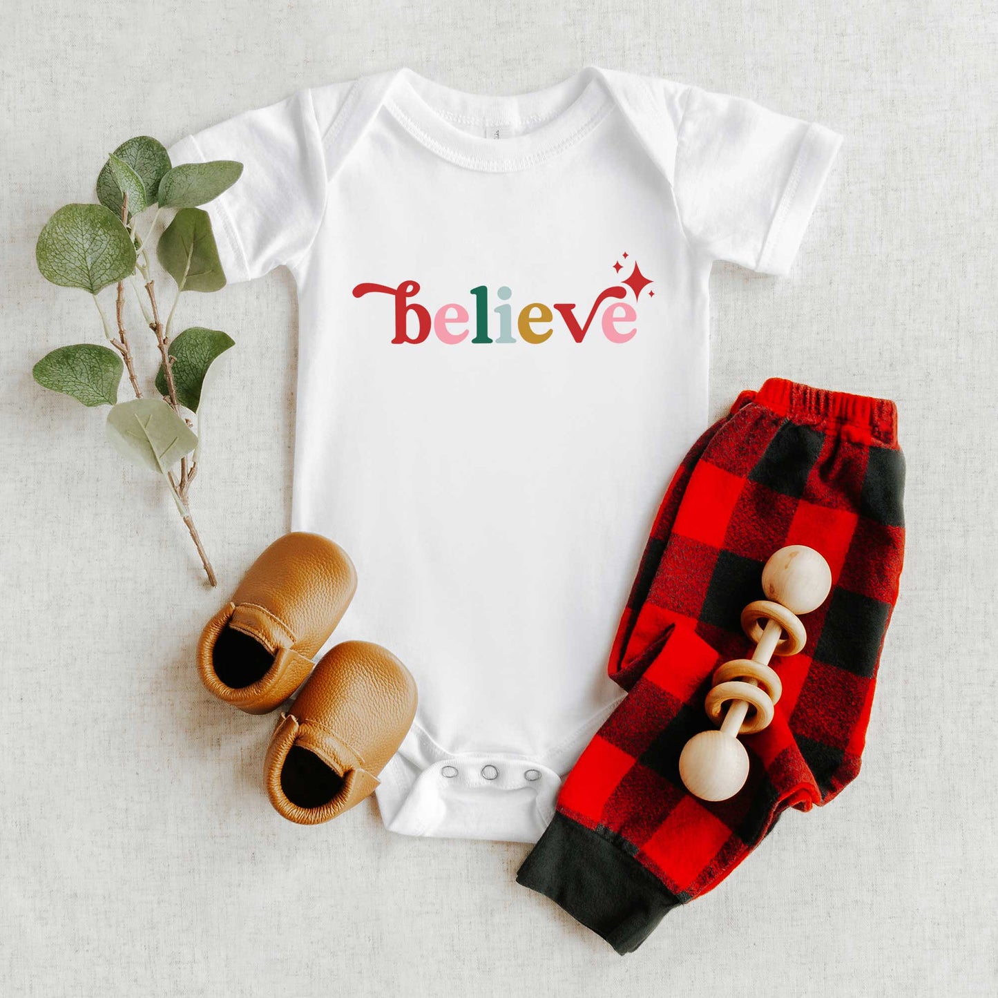 Believe Colorful | Baby Graphic Short Sleeve Bodysuit