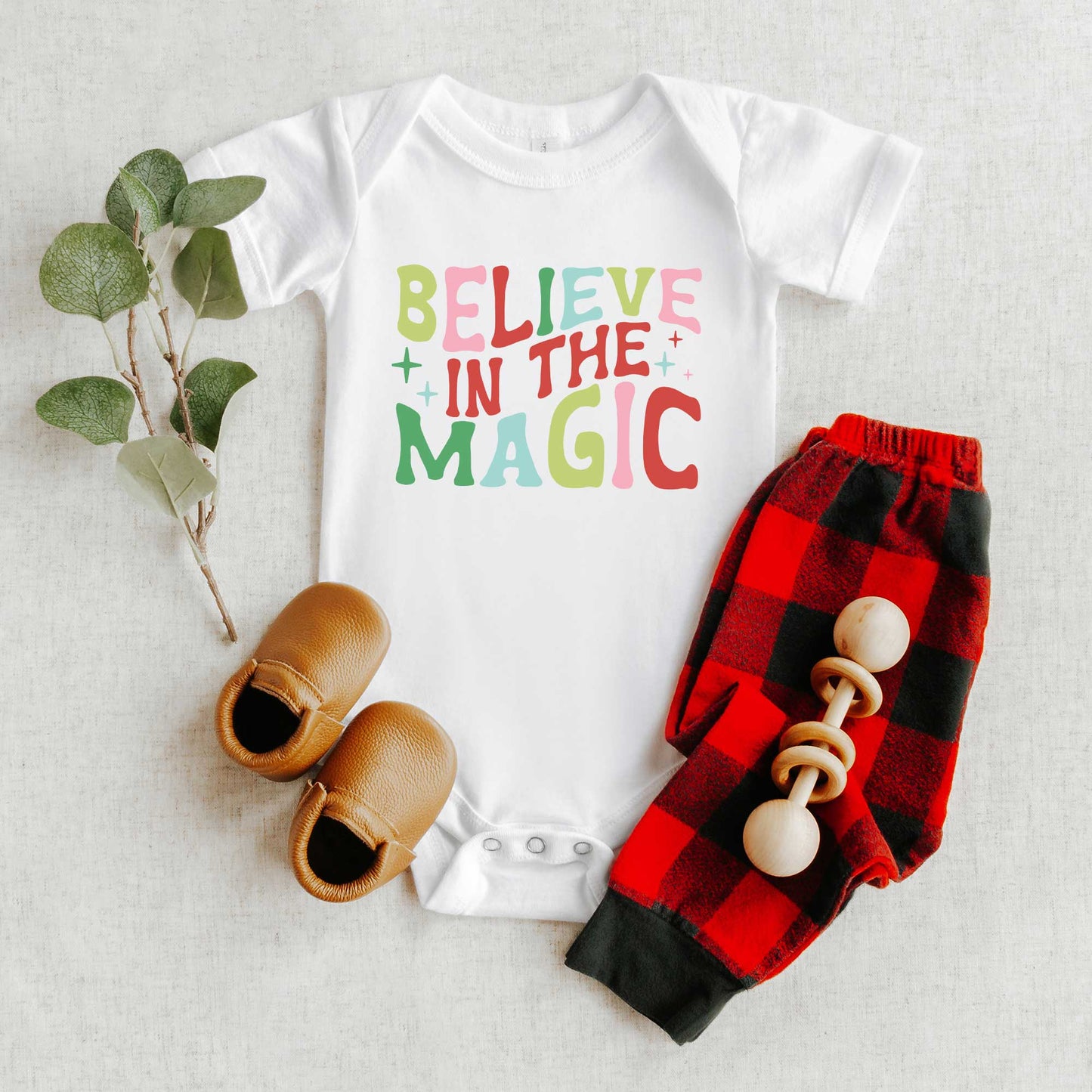 Believe in the Magic Colorful | Baby Graphic Short Sleeve Bodysuit